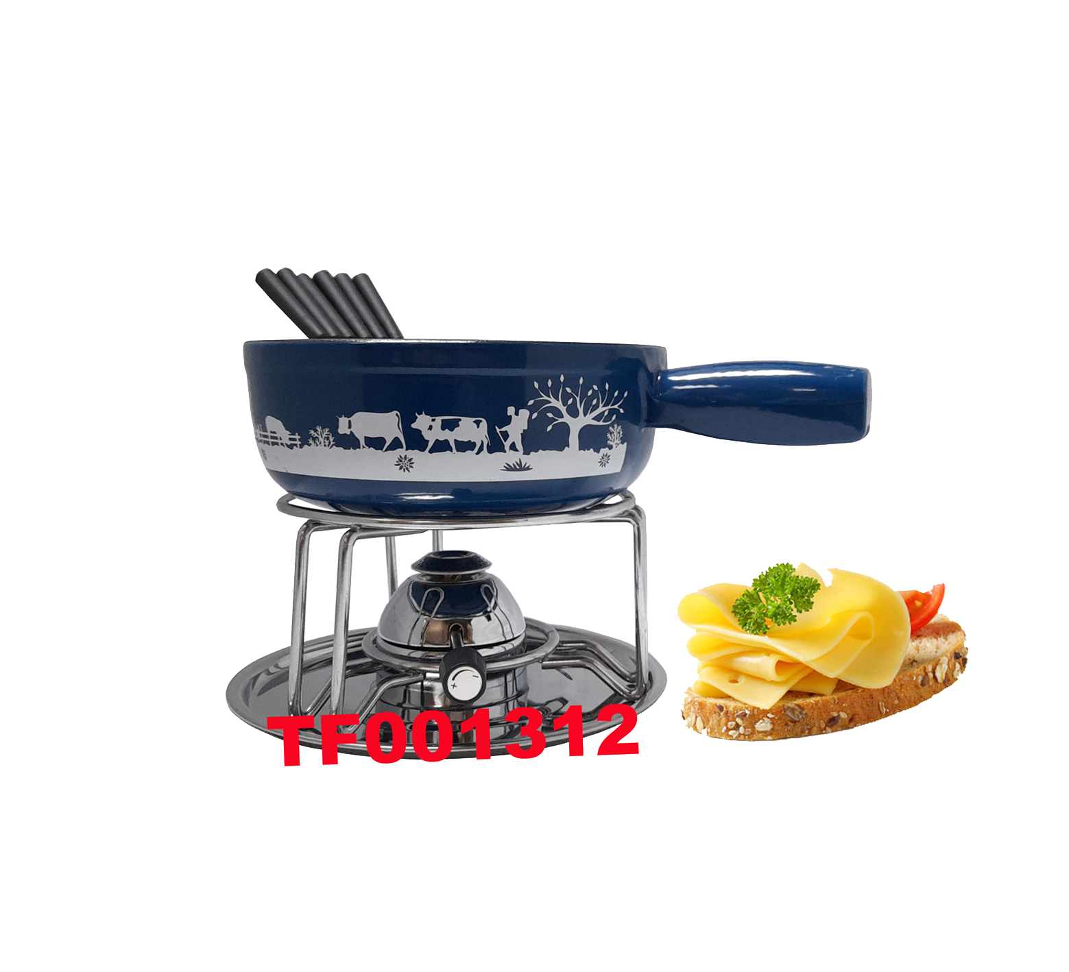 10 PCS CAST IRON CHEESE FONDUE SET