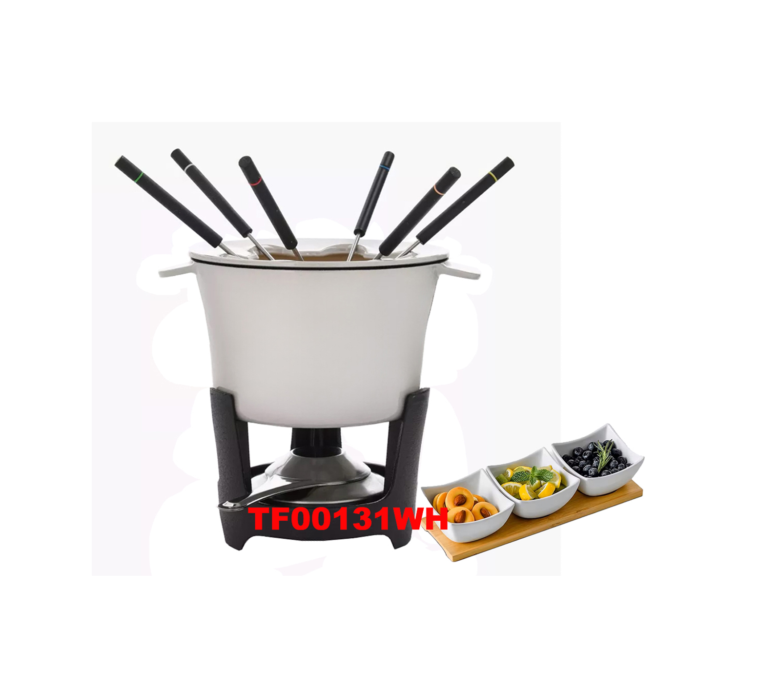 10 PCS CAST IRON FONDUE SET