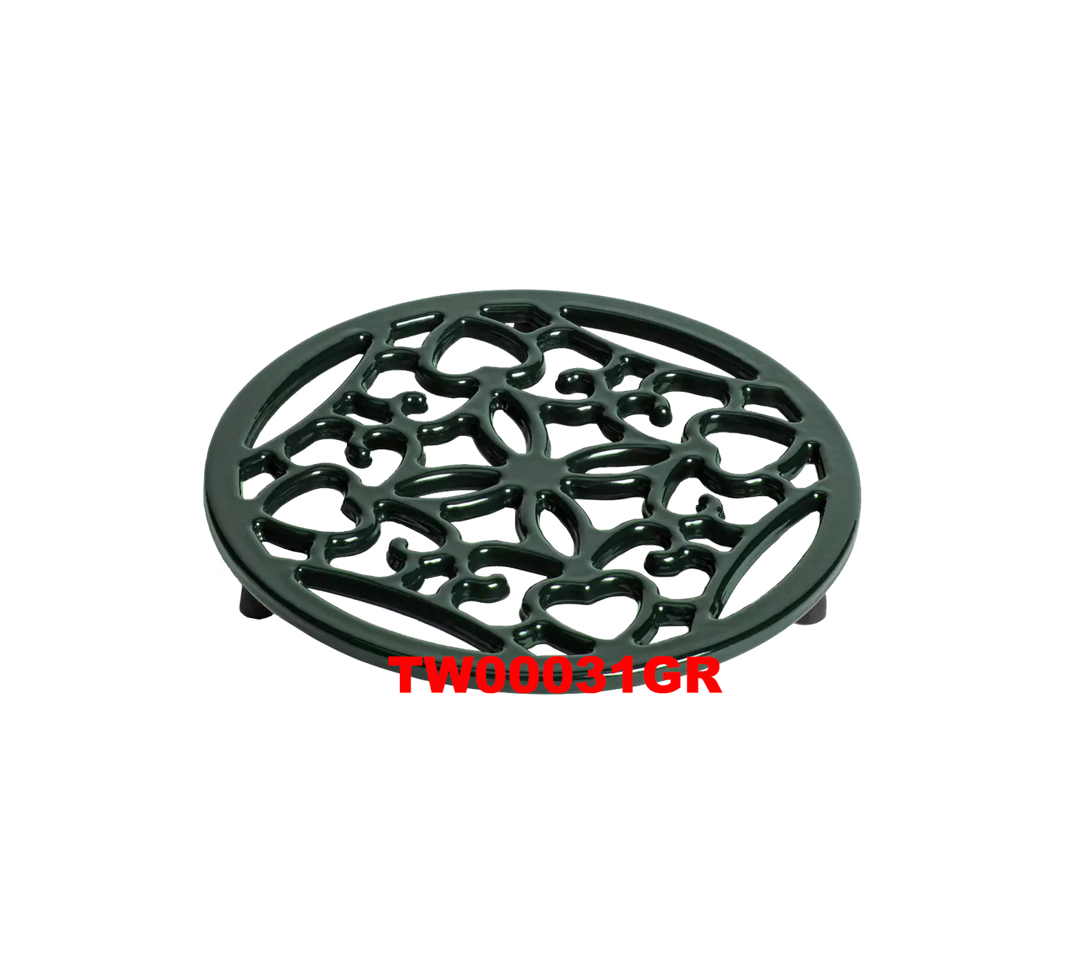CAST IRON ENAMELED ROUND TRIVET