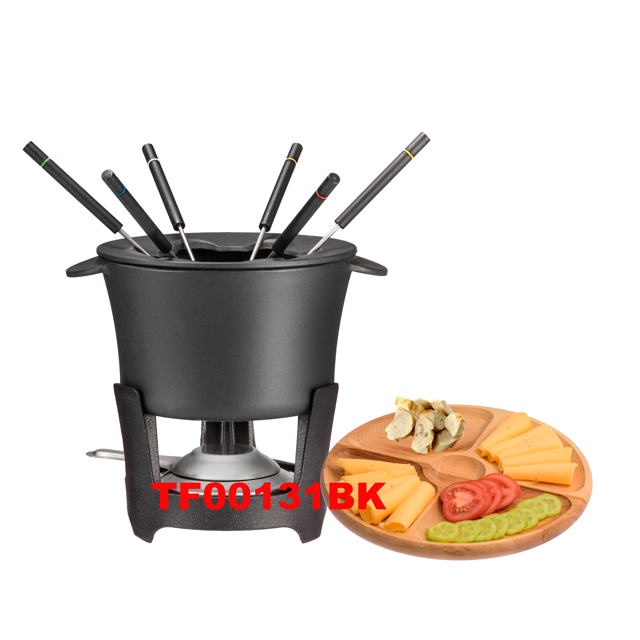 10 PCS CAST IRON FONDUE SET