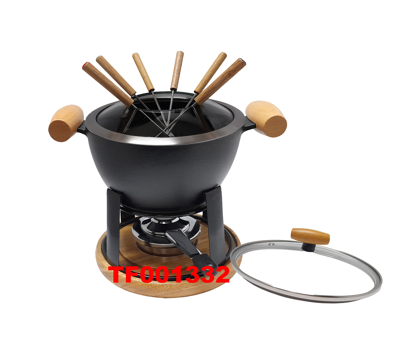 12 PCS CAST IRON FONDUE & BAKER SET
