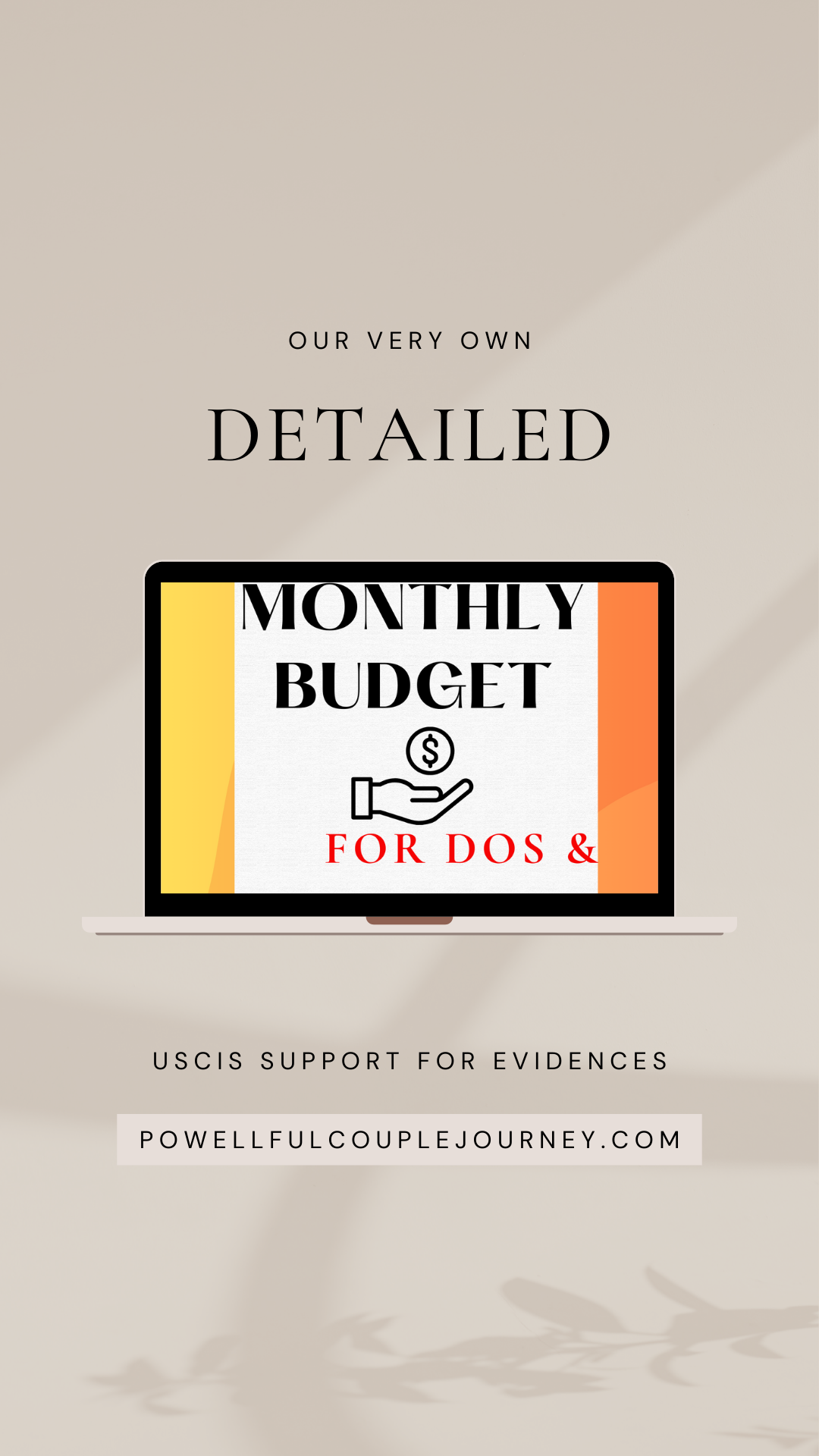 Detailed Monthly Budget as Support Evidence to the Statement of Reasons for DoS and USCIS