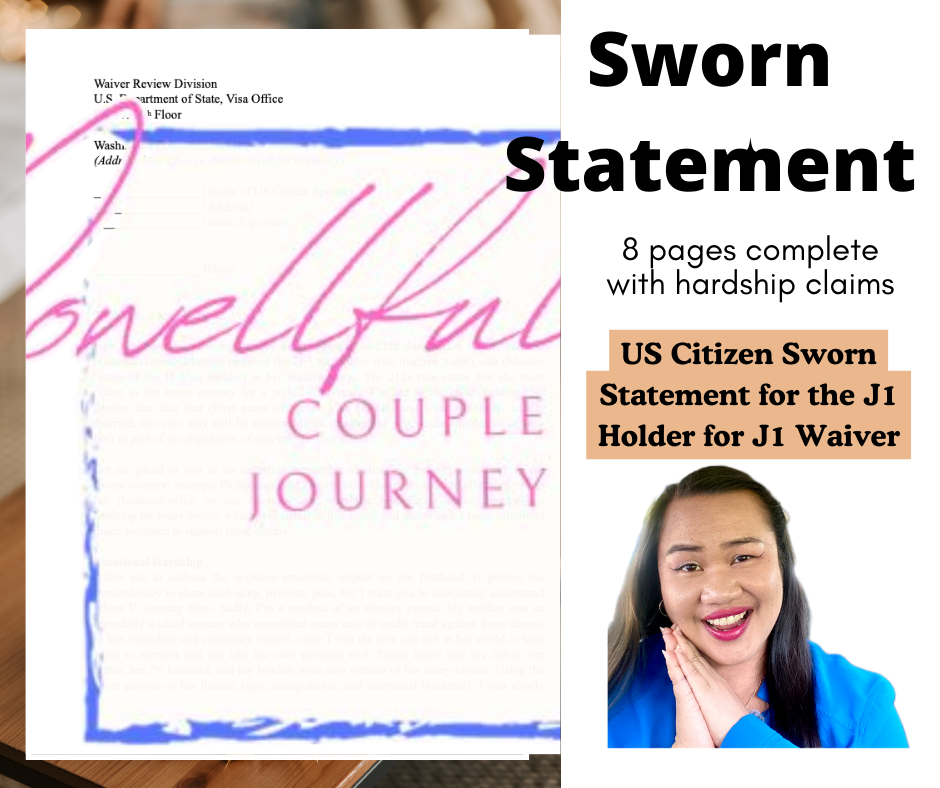 Evidence Sworn Statement Letter of US Citizen Spouse for DS 3035 and I-612