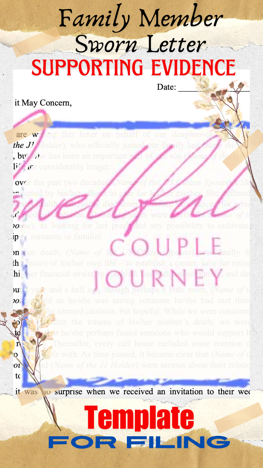 Family Member Letter Supporting Evidence for USCIS and Department of State