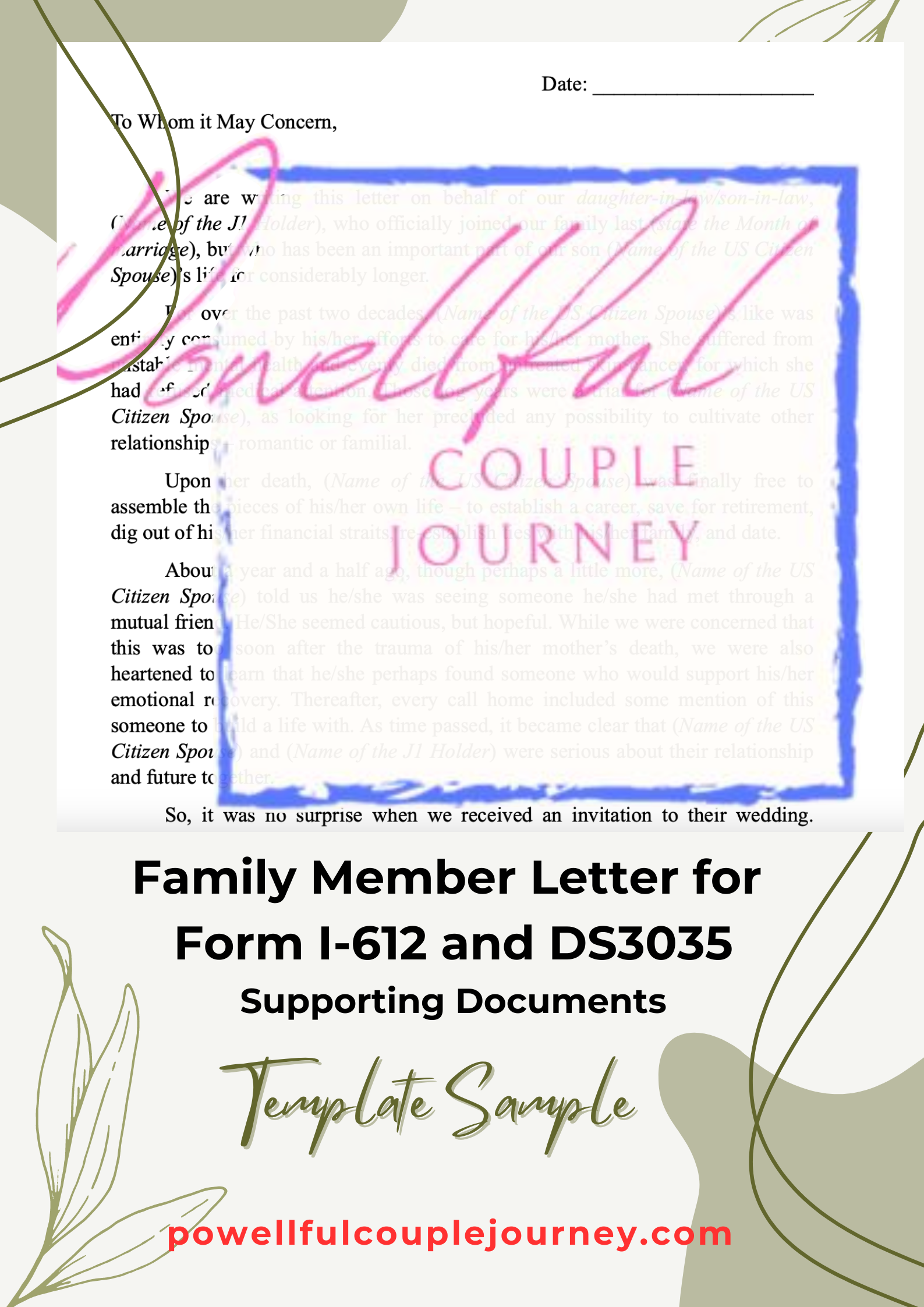 Family Member Letter Supporting Evidence for USCIS and Department of State