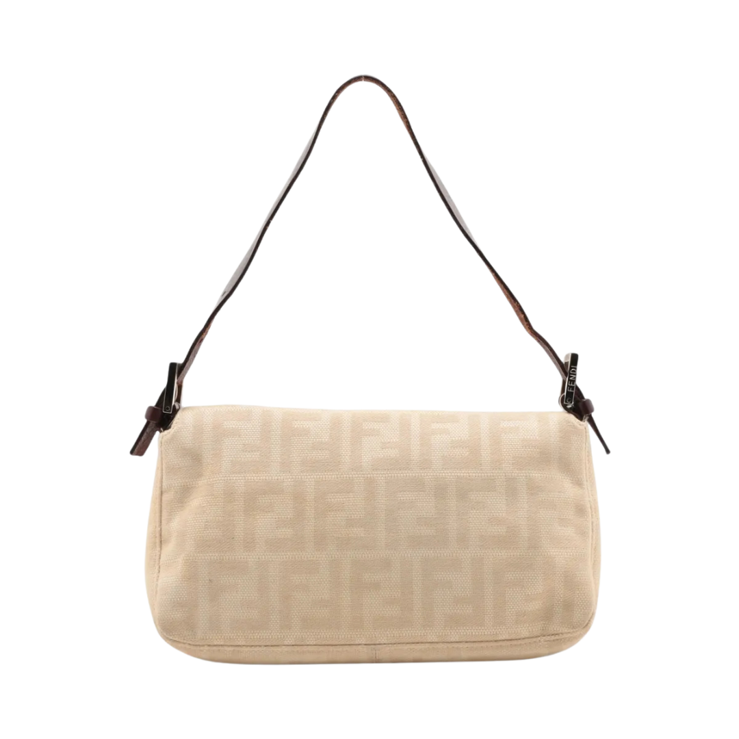 Vintage Fendi Cream Zucchino Baguette Shoulder Bag