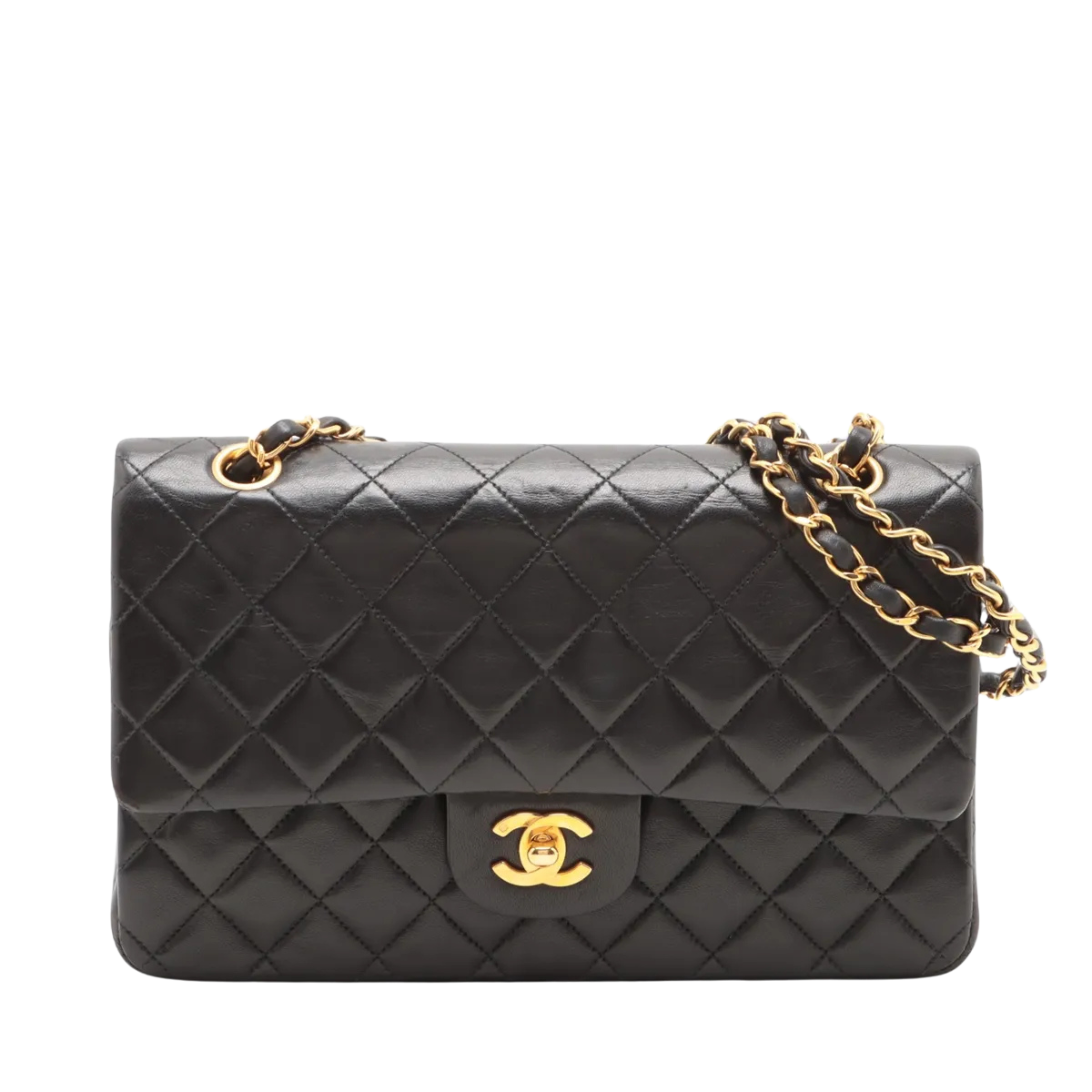 90s Chanel Bordeaux Lambskin Medium Classic Double Flap with 24K GHW