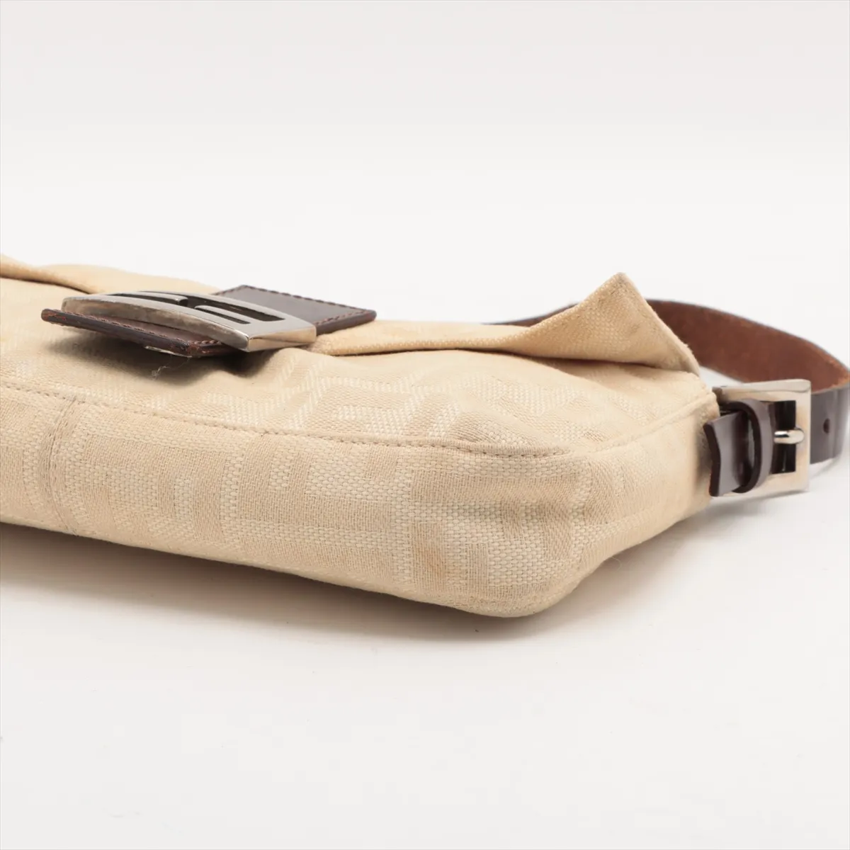 Vintage Fendi Cream Zucchino Baguette Shoulder Bag