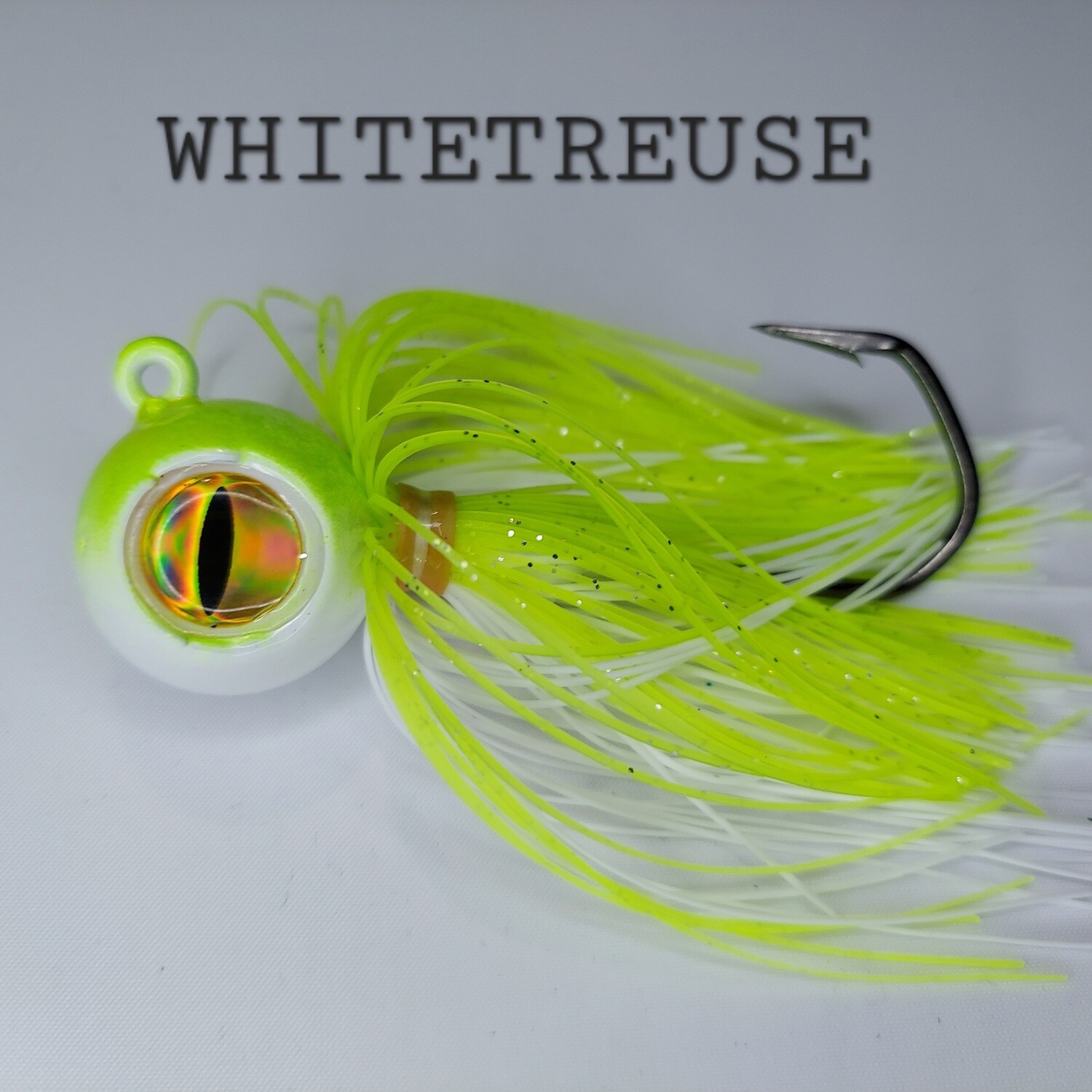 Skirted Barbarian Big Eye Jig Whitetreuse