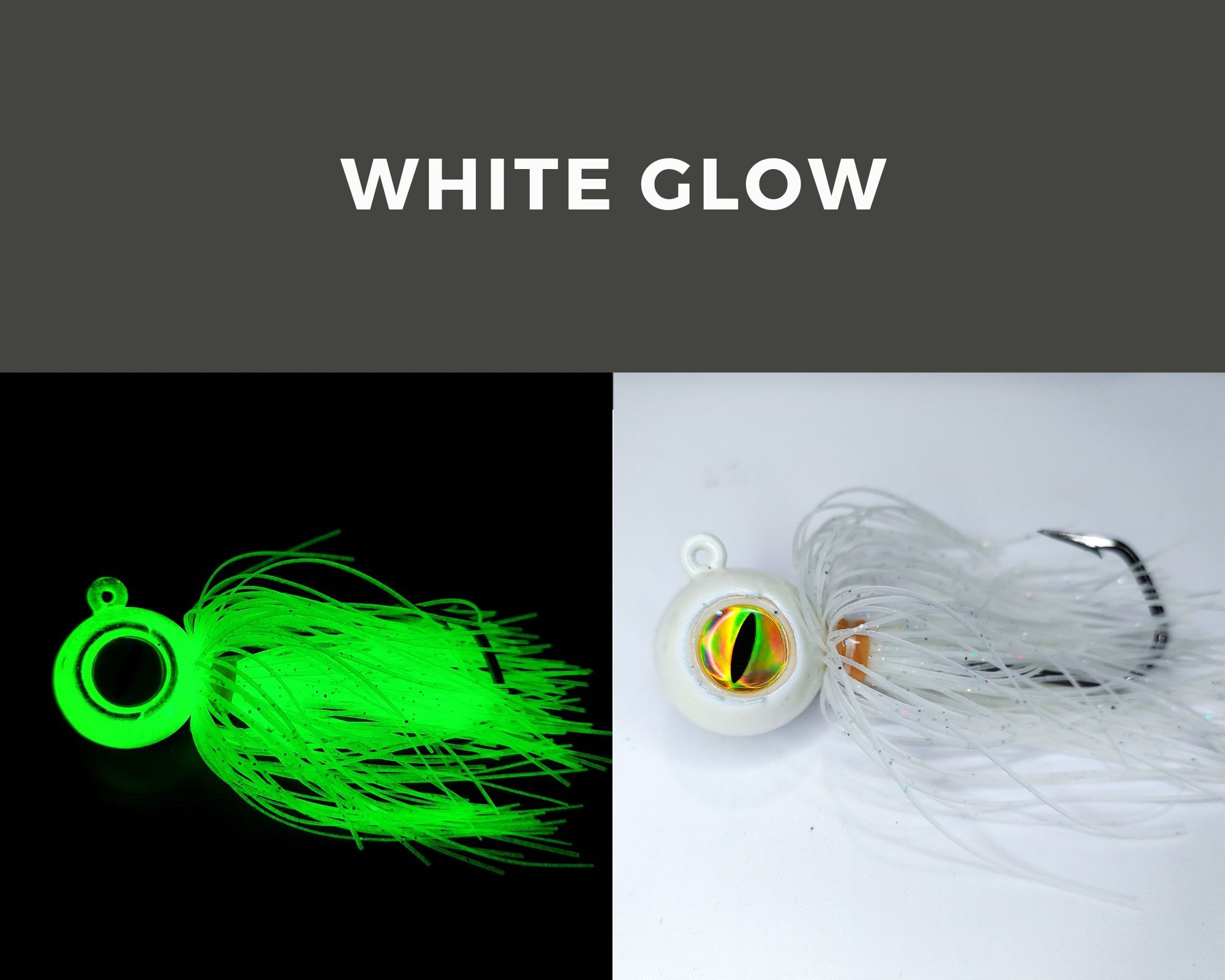 Skirted Barbarian Big Eye Jig White Glow
