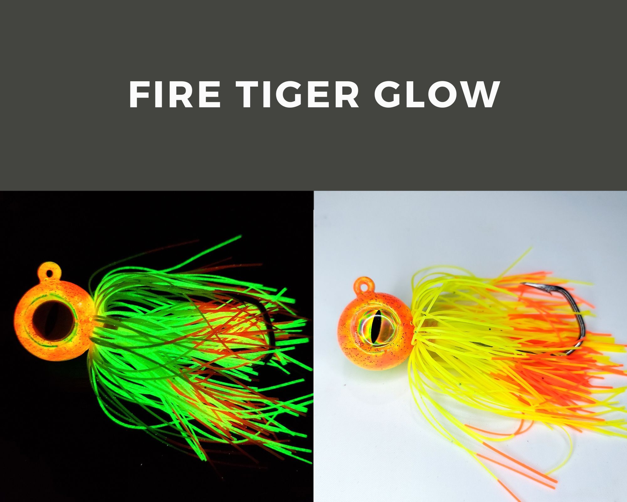 Skirted Barbarian Big Eye Jig Fire Tiger Glow