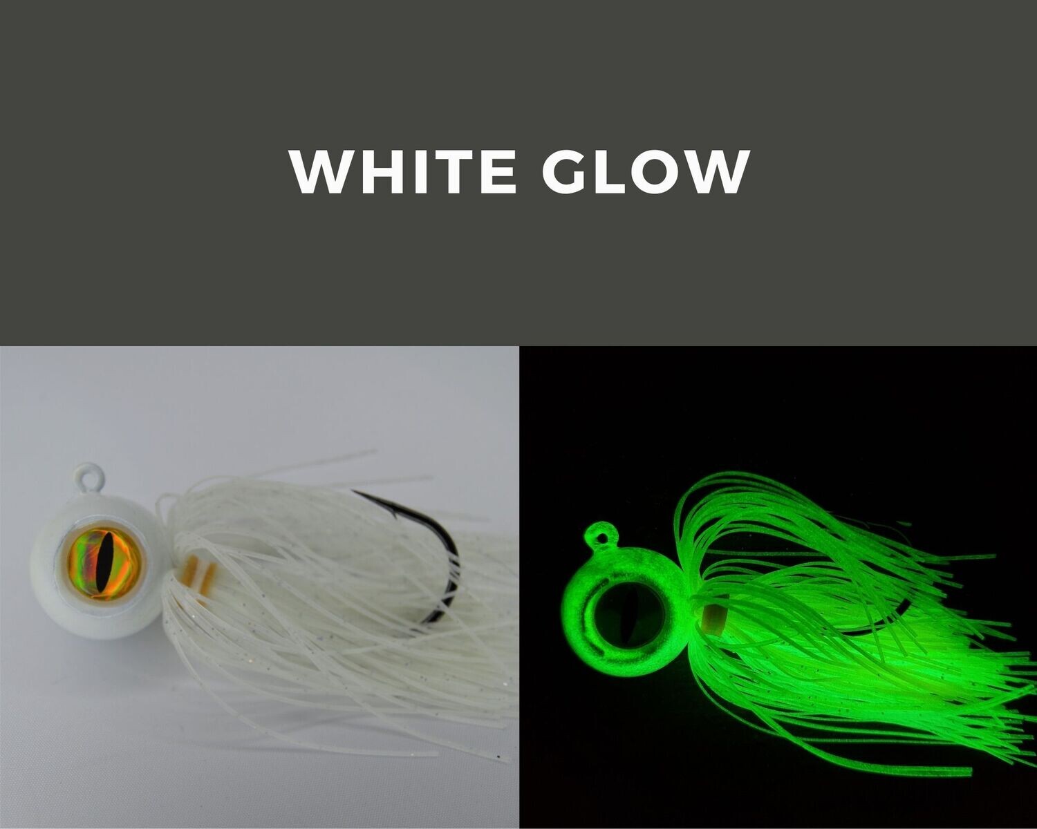 Skirted Big Eye Ball Jigs White Glow