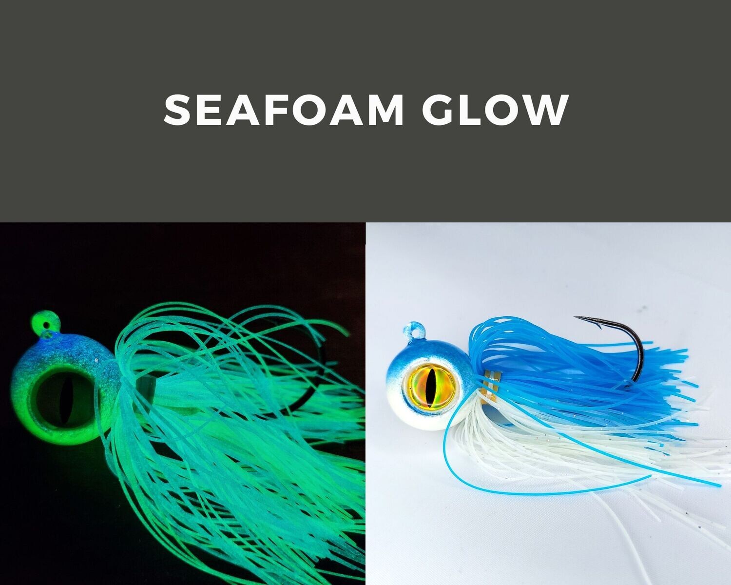 Skirted Big Eye Ball Jigs Seafoam Glow