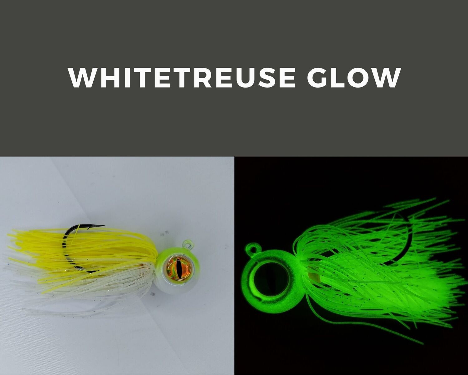 Skirted Big Eye Ball Jigs Whitetreuse Glow
