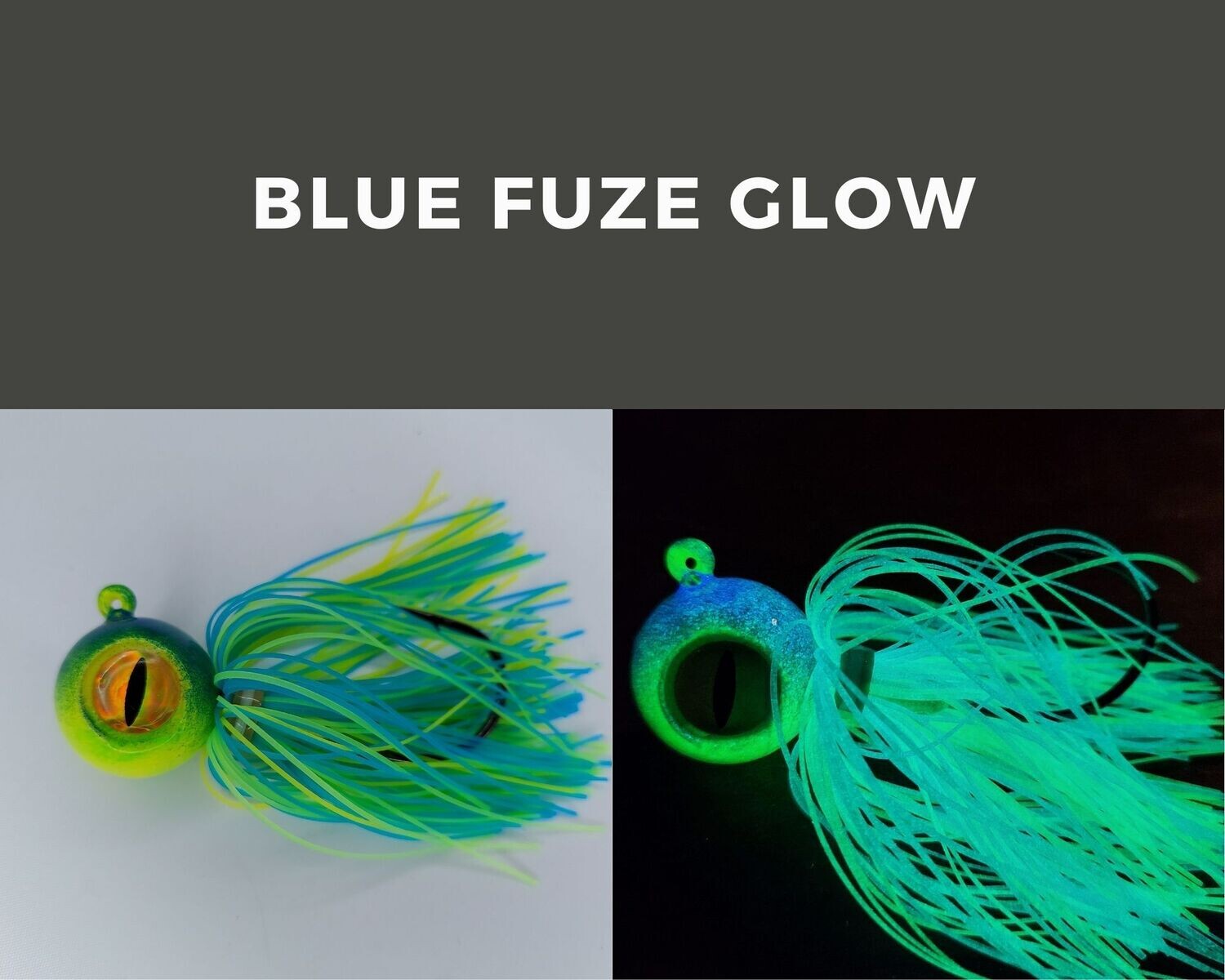 Skirted Big Eye Ball Jigs Blue Fuze Glow