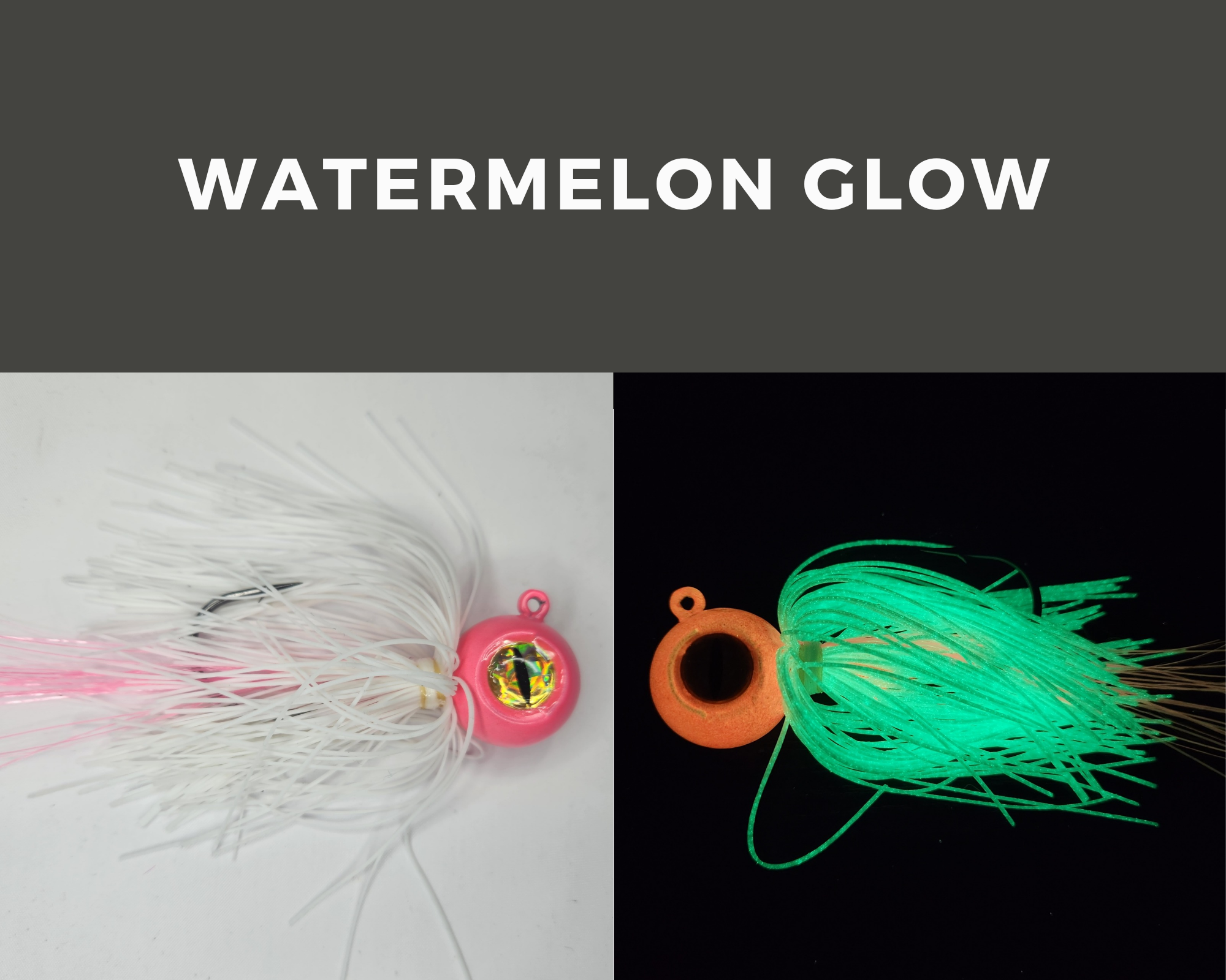 Skirted Big Eye Ball Jigs Watermelon Glow