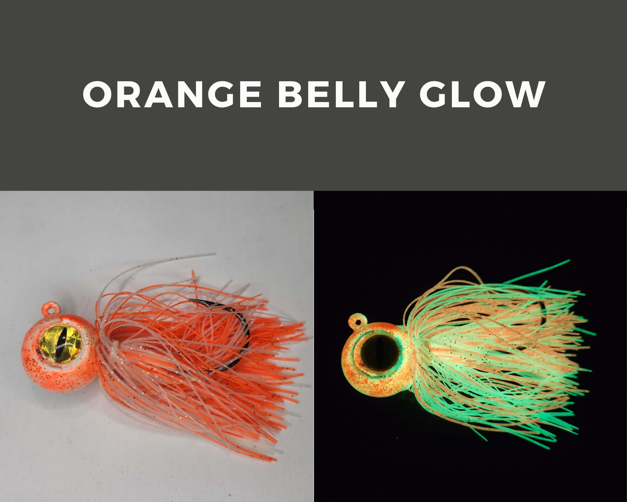 Skirted Big Eye Ball Jigs Orange Belly Glow