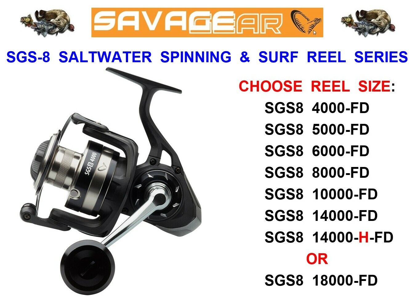 Ritė Savage Gear SGS8 8000 FD 6+1BB Saltwater
