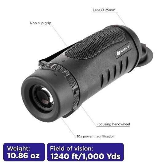 Žiūronai NISUS10x32 Hunter Monokuliaras