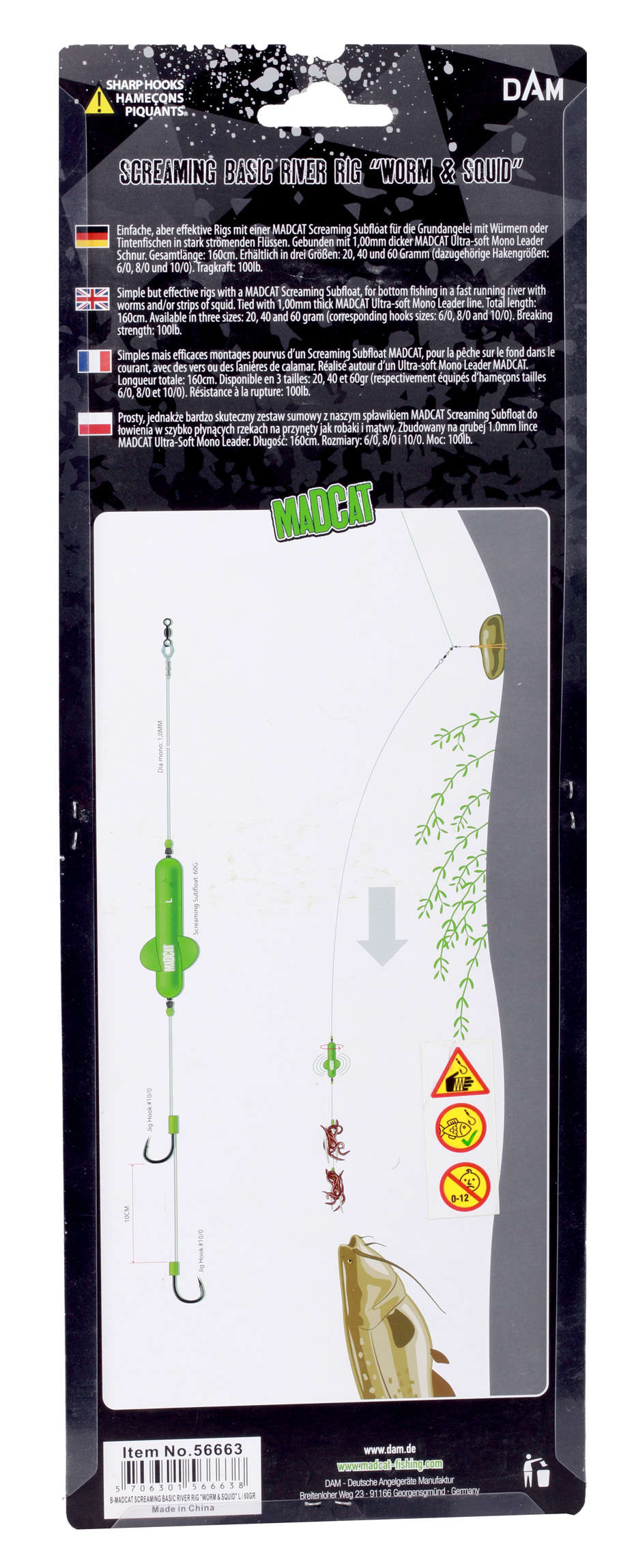 MadCat Screaming Basic River Rig "Worm & Squid" S