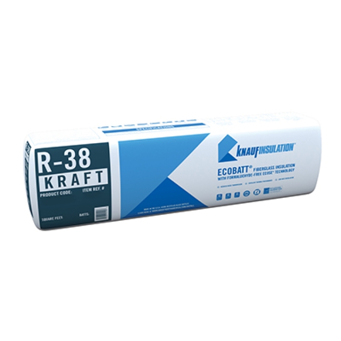 R-38 KRAFT FACED FIBERGLASS BATT 16 IN X 48 IN B18E 58.67 SF PER BAG