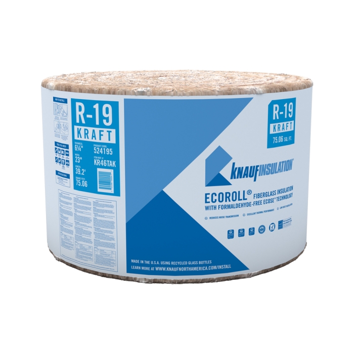 R-19 KRAFT FACED FIBERGLASS ROLL 23 IN X 39 FT 2 IN KR46TAK 75.06 SF PER ROLL