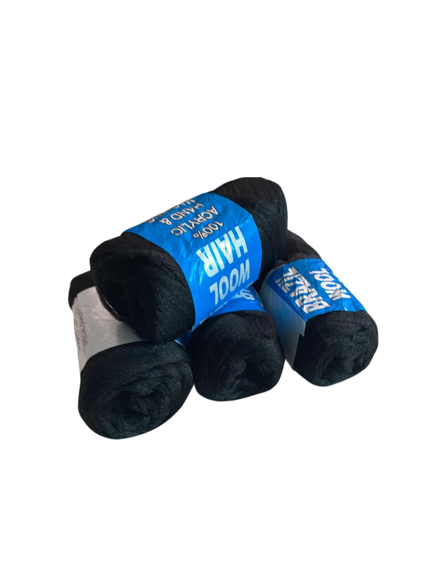 100% Brazilian Wool Hair Acrylic Yarn for African Braids/Senegalese Twist/Faux Locs/Wraps (4 pcs, Black)