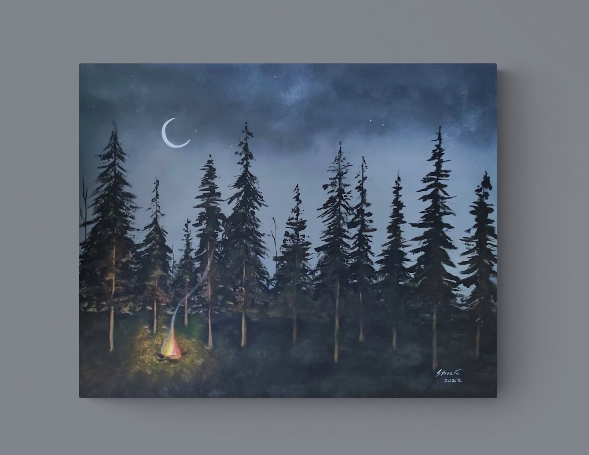 🎨🌙 Nocturnal Reverie: A Forest's Whisper in the Night 🌲🔥