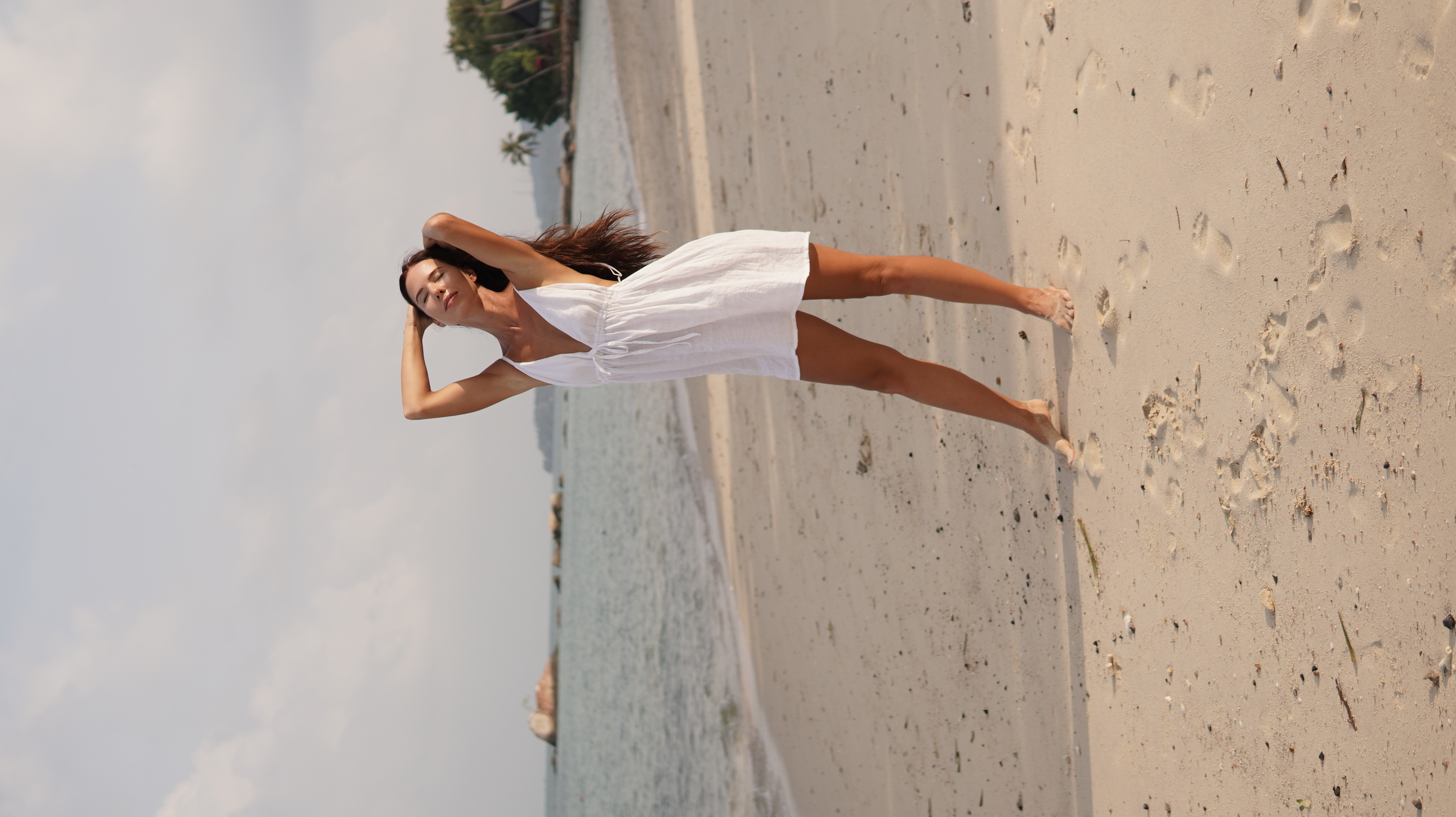 Linen dress AURORA white