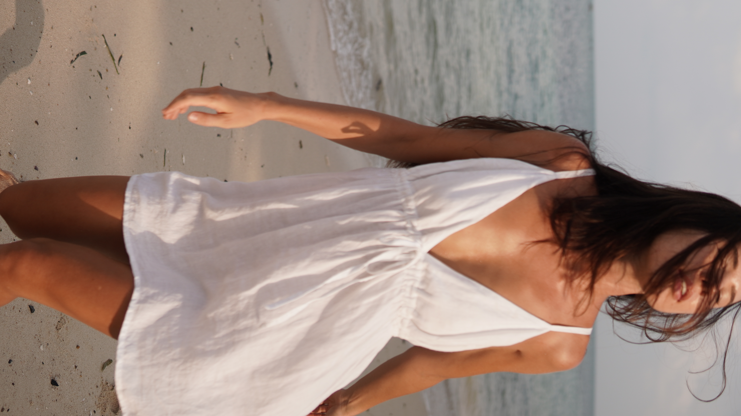 Linen dress AURORA white