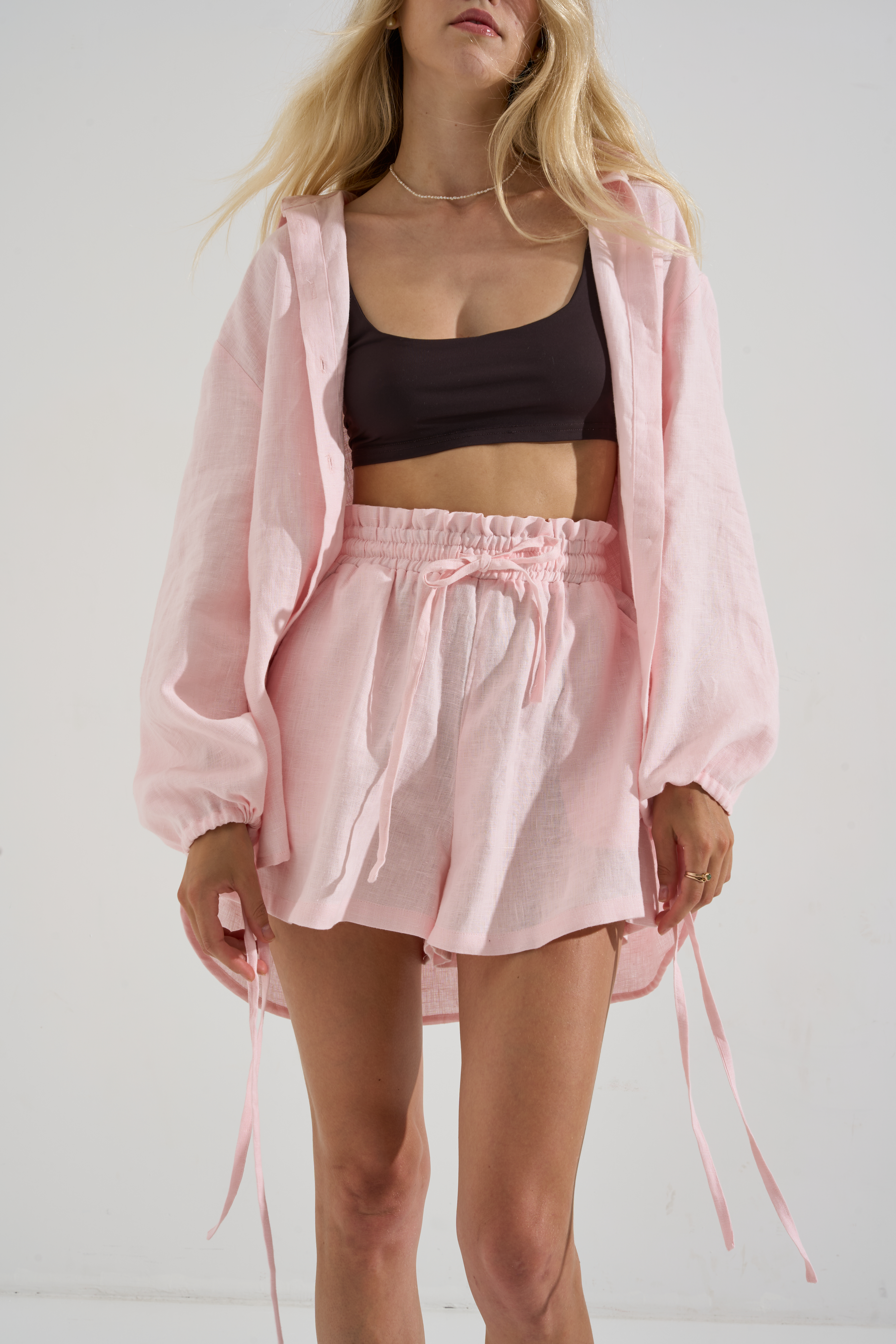 Linen shorts MAYA baby pink
