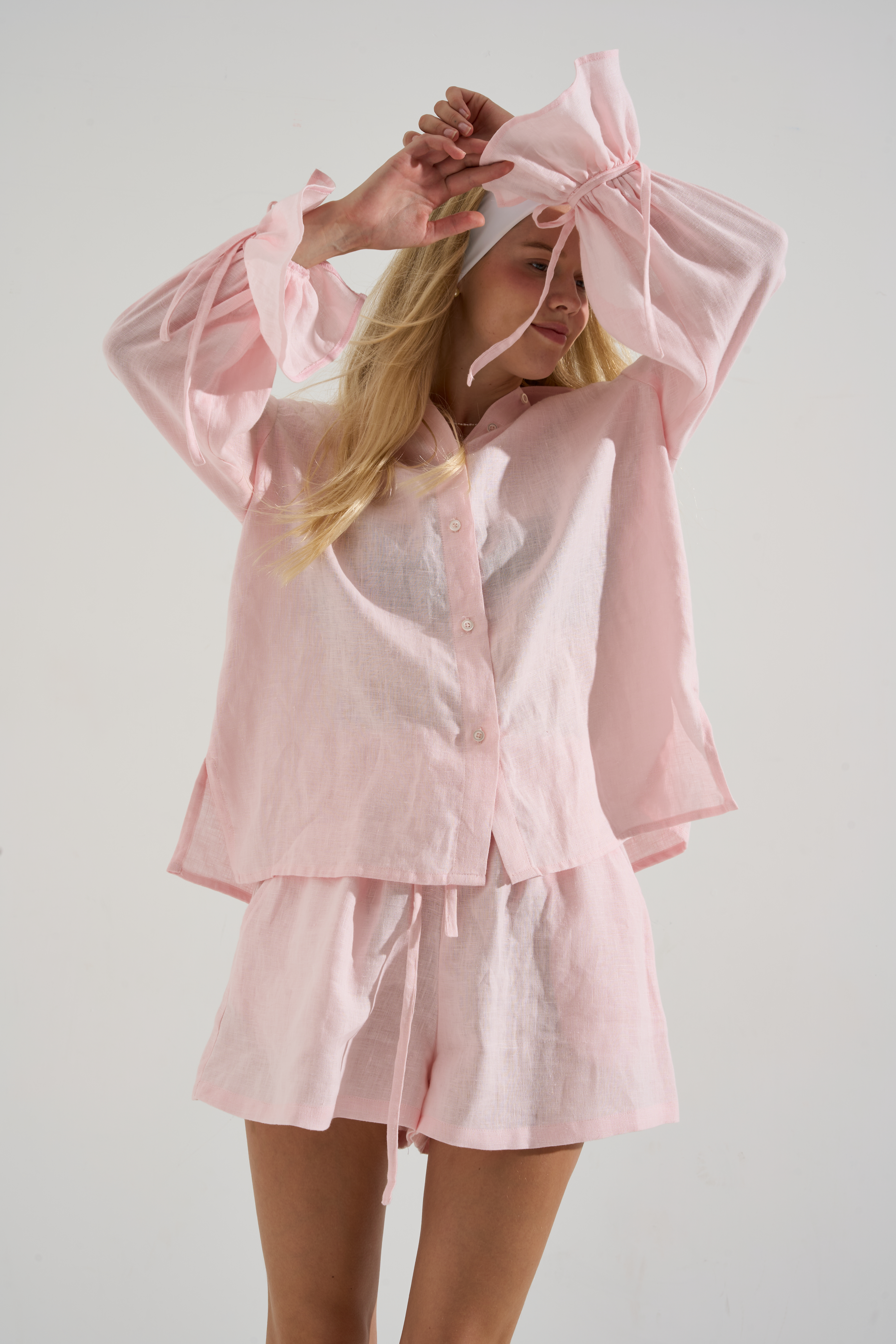 Linen shorts MAYA baby pink