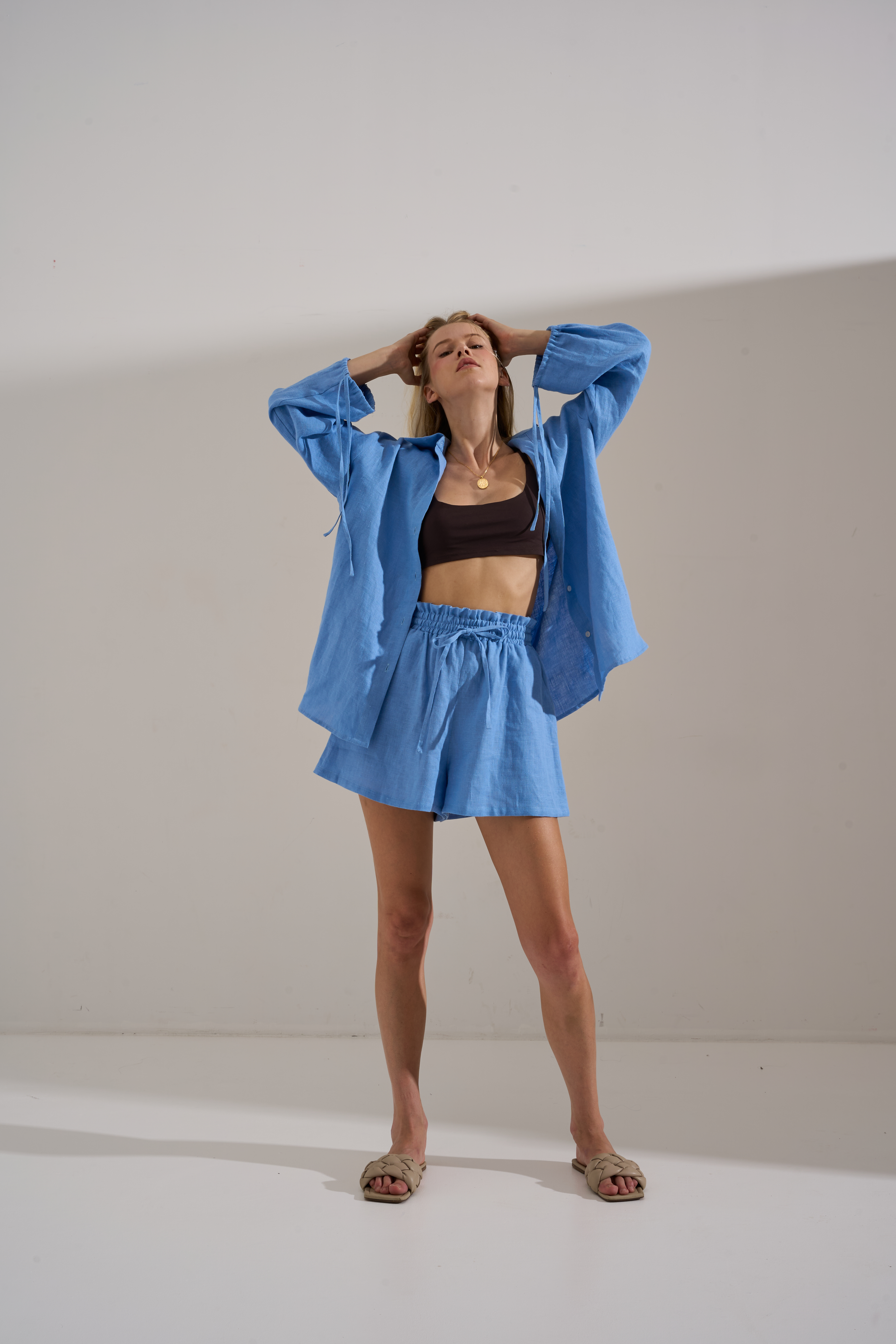 Linen shorts MAYA blue
