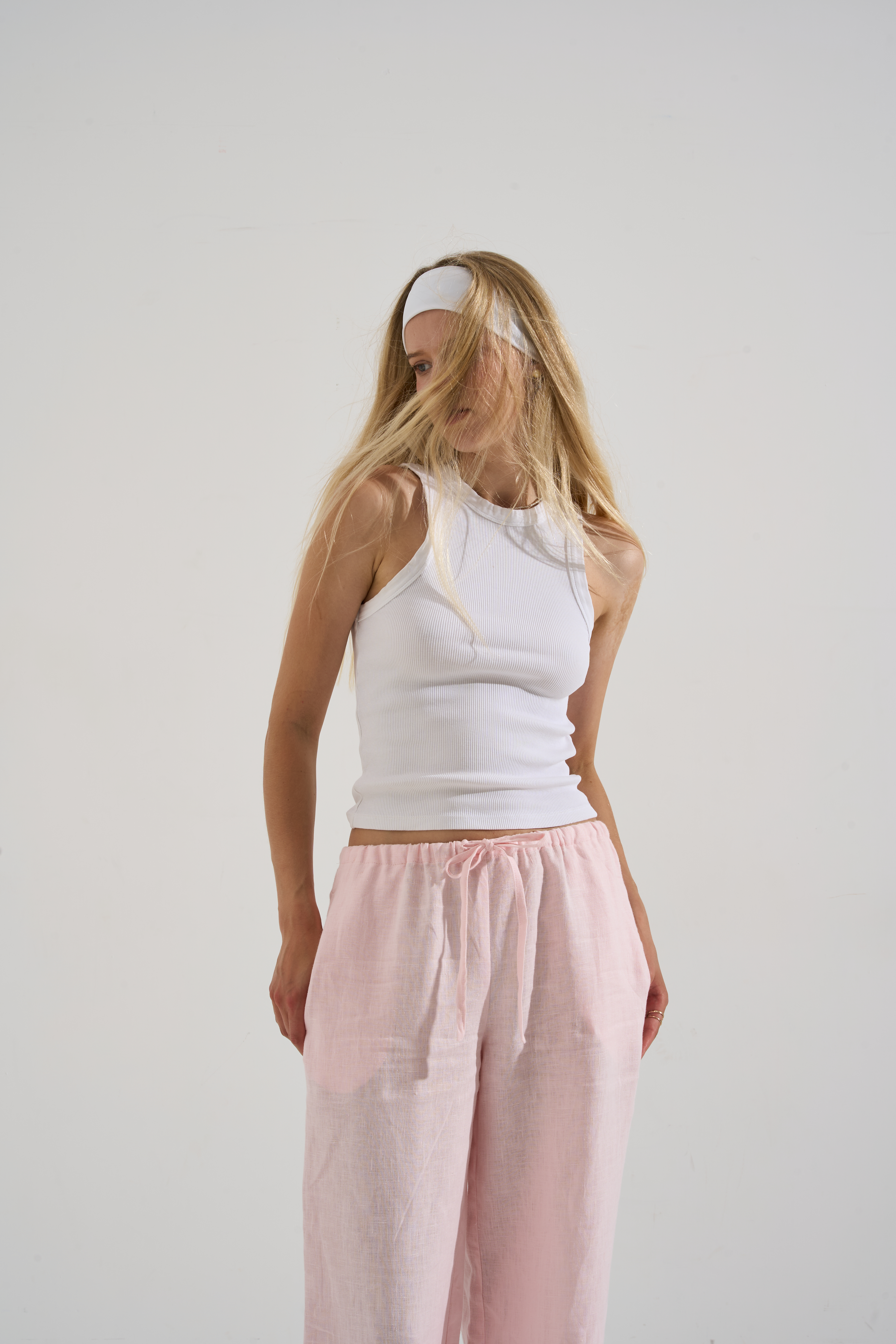 Linen pants PALMA baby pink