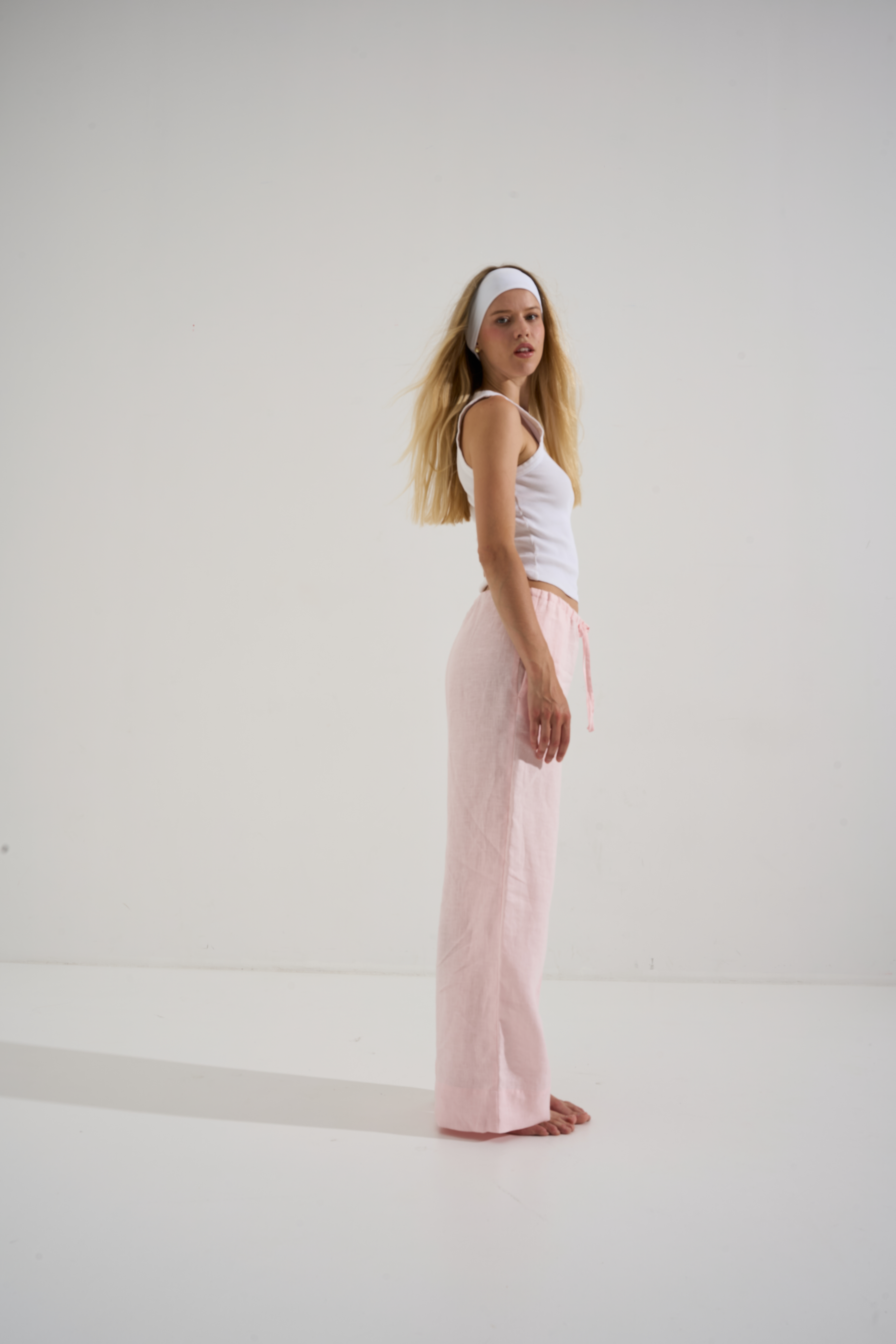 Linen pants PALMA baby pink