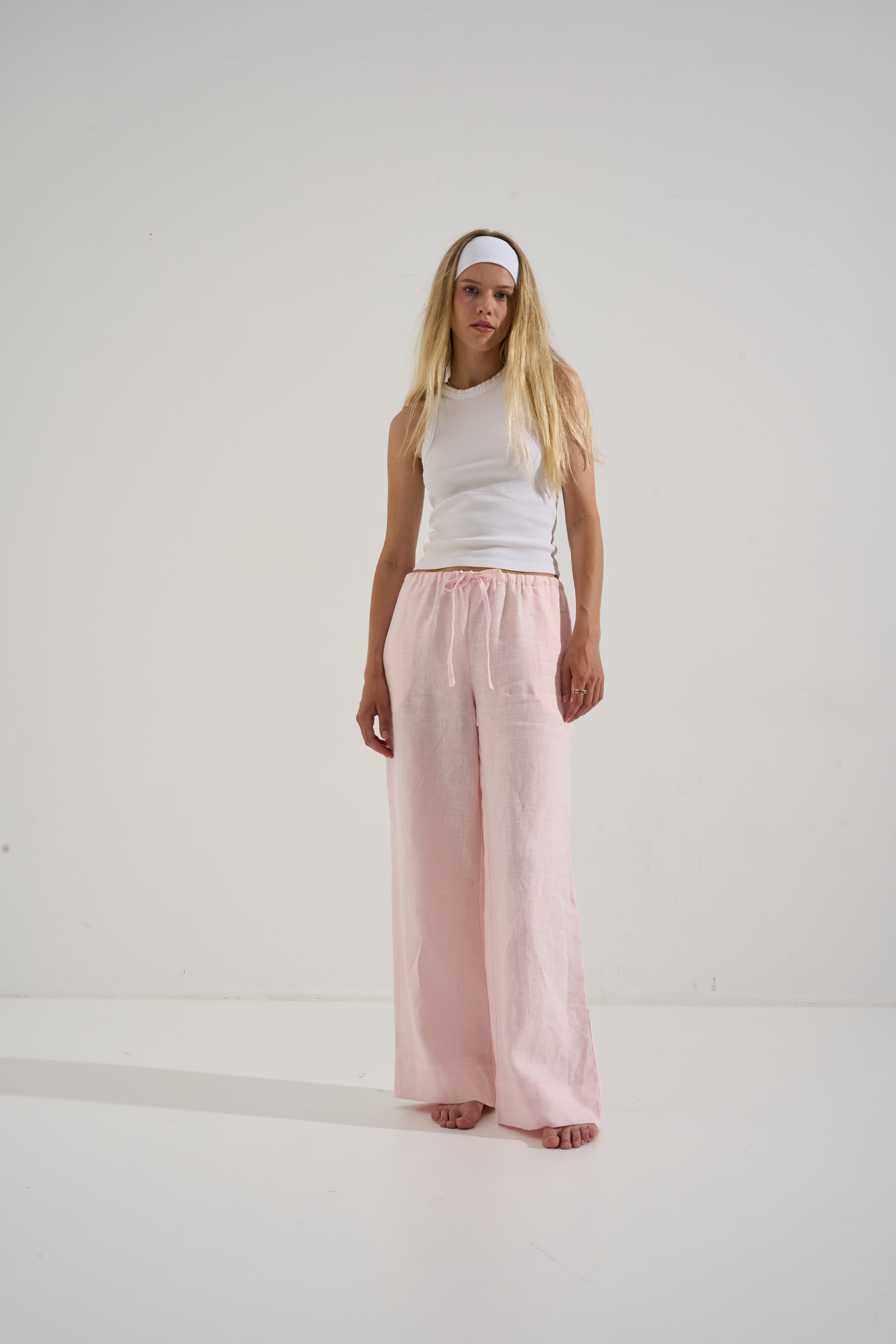 Linen pants PALMA baby pink