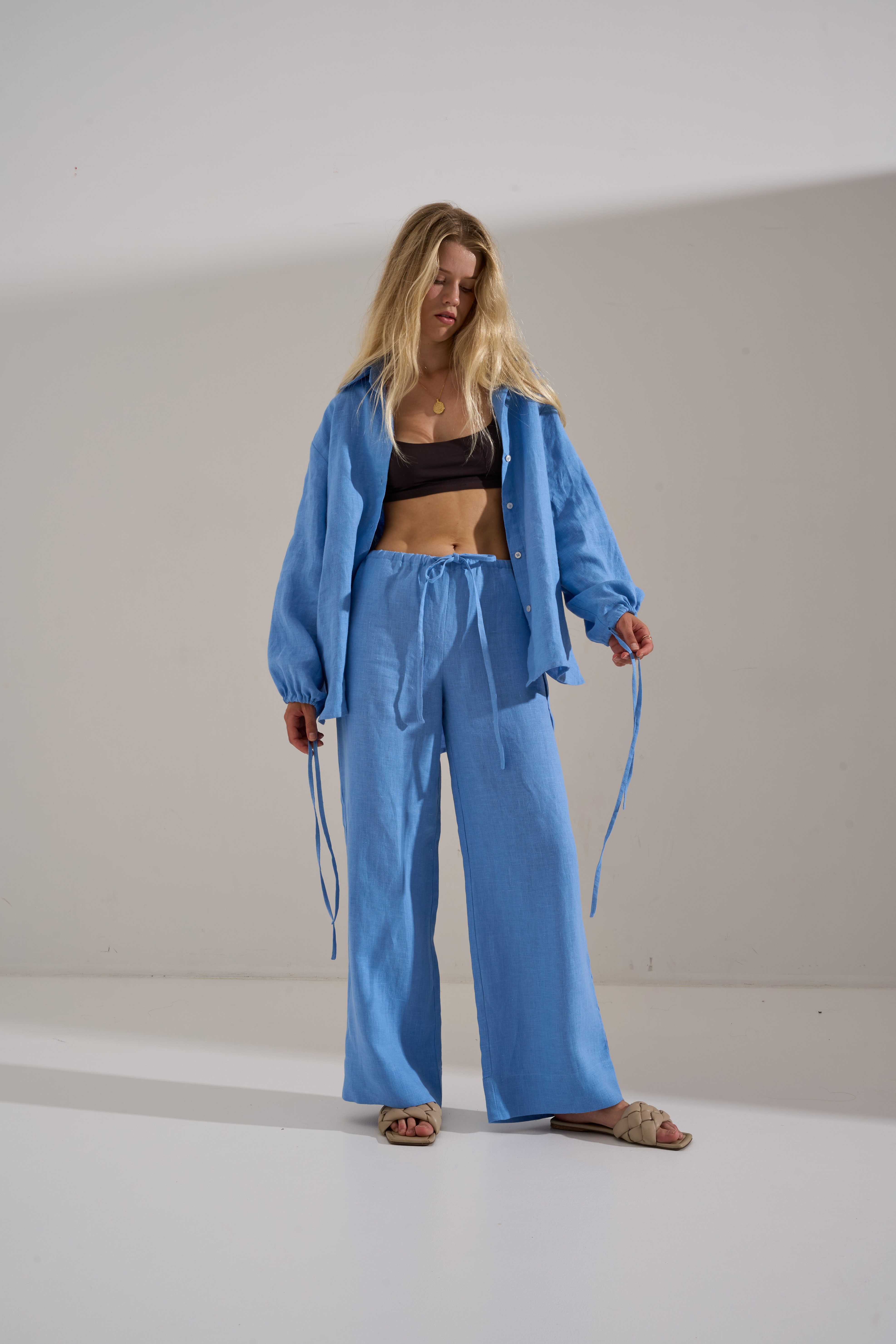 Linen pants PALMA blue