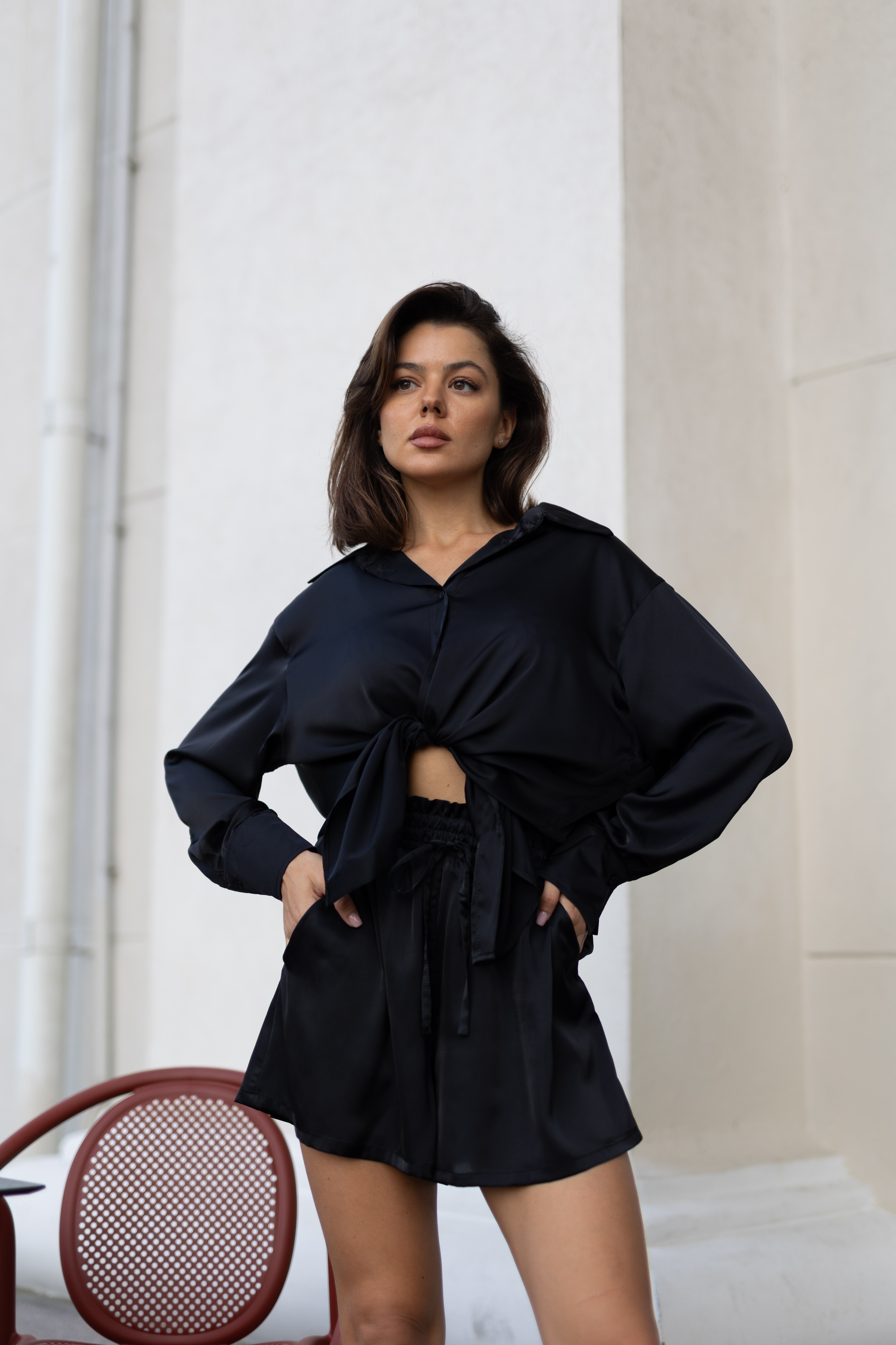 2-piece set MONA in black color(with shorts)