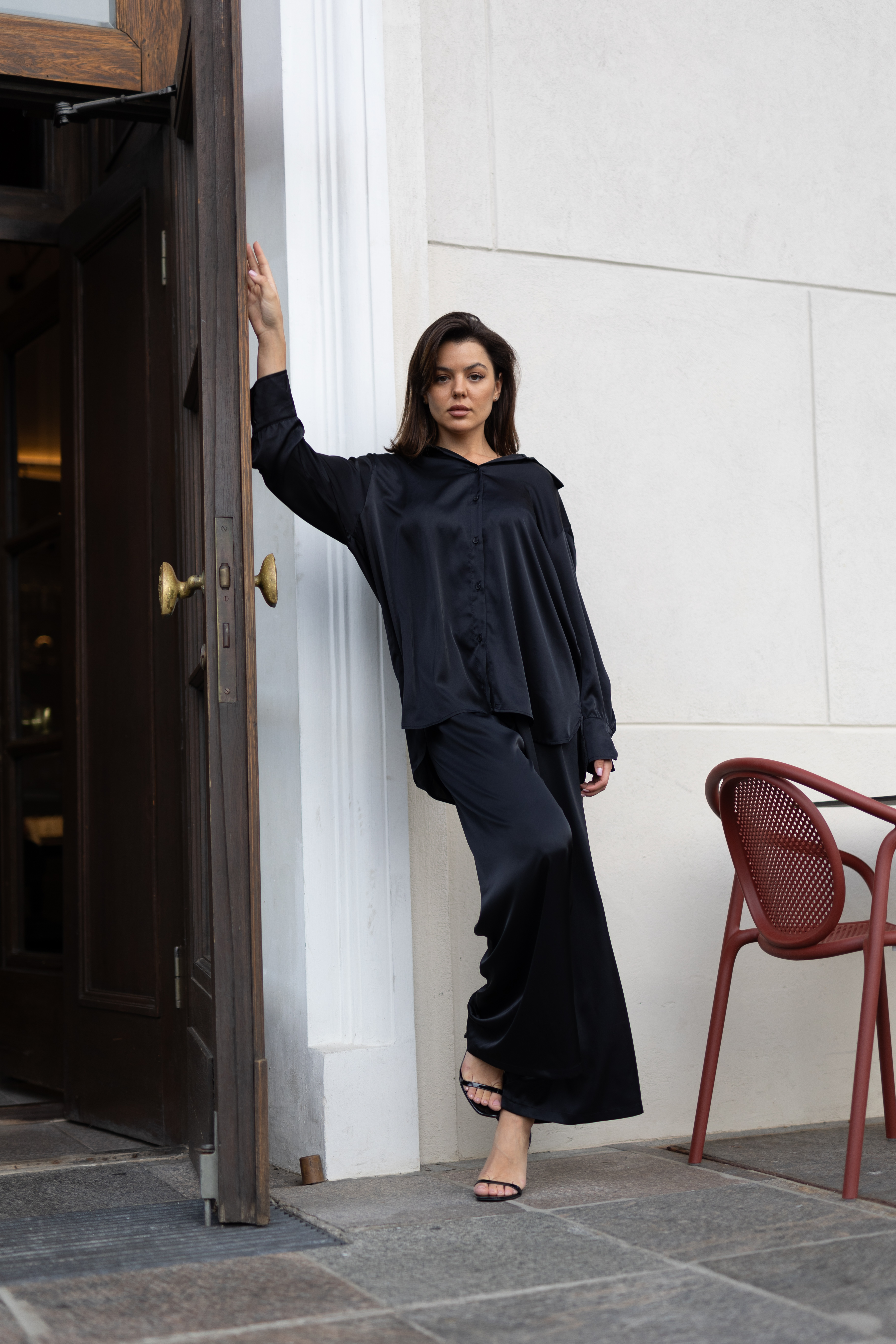 2-piece set MONA in black color(with palazzo pants)