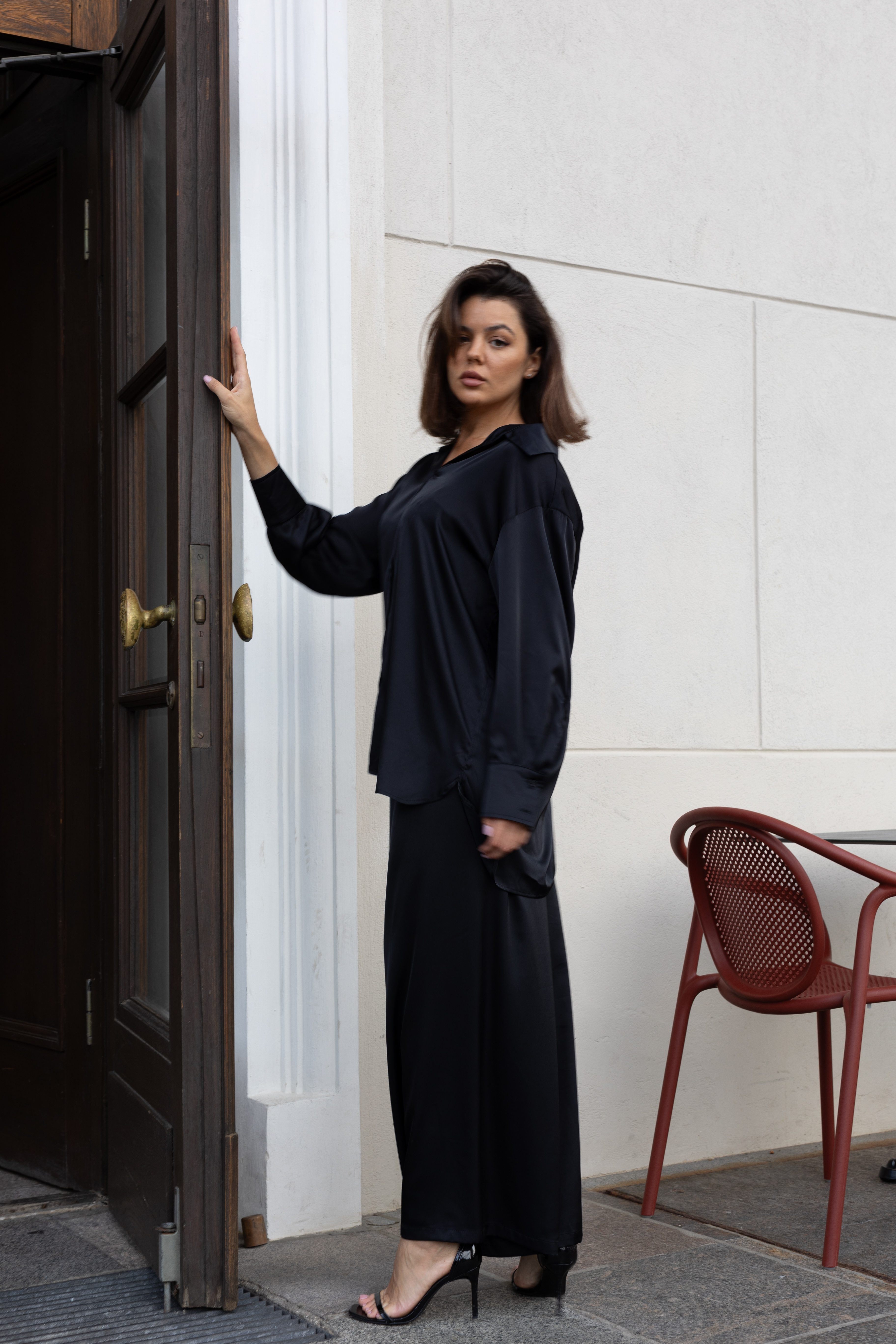 2-piece set MONA in black color(with palazzo pants)