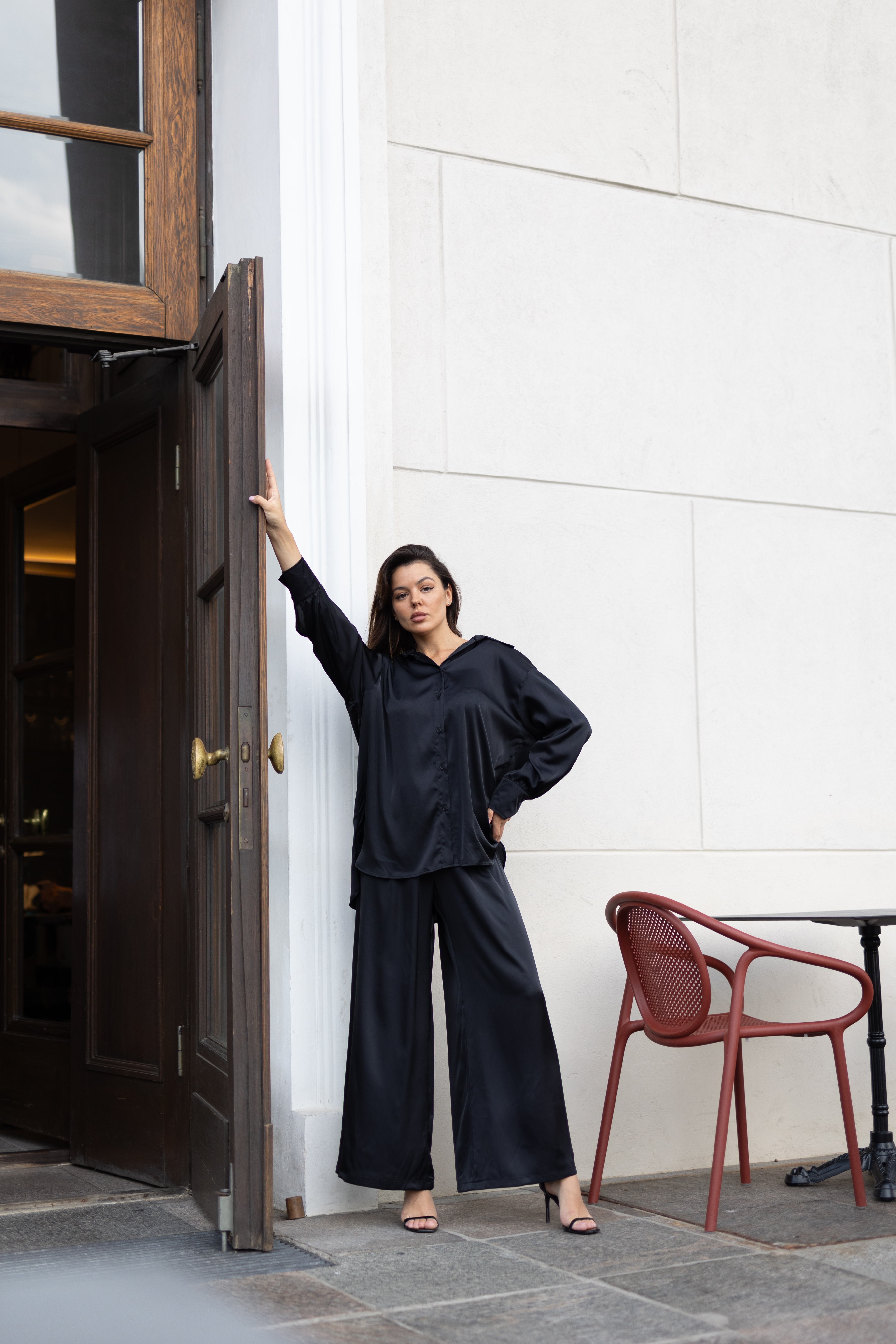 2-piece set MONA in black color(with palazzo pants)