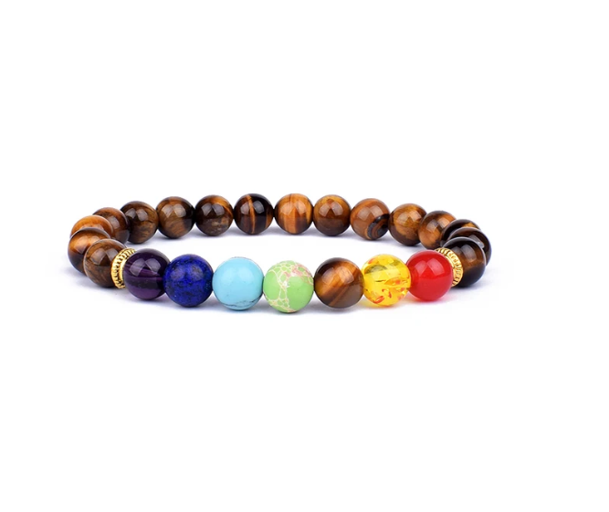 Bracelet 7 chakras ( œil du tigre )