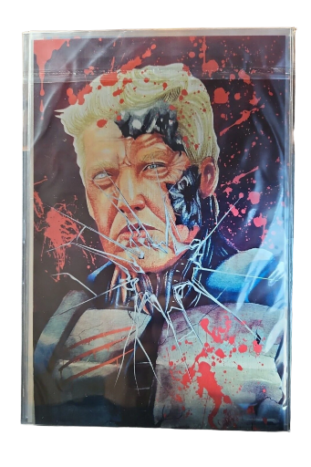 SILVER Metal Donald Trump FUTURE TRUMP BATTLE DAMAGE BLOOD COMIC