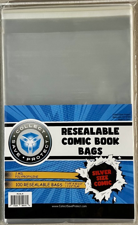 600 silver resealable bags and boards, 100 comic top loaders 
