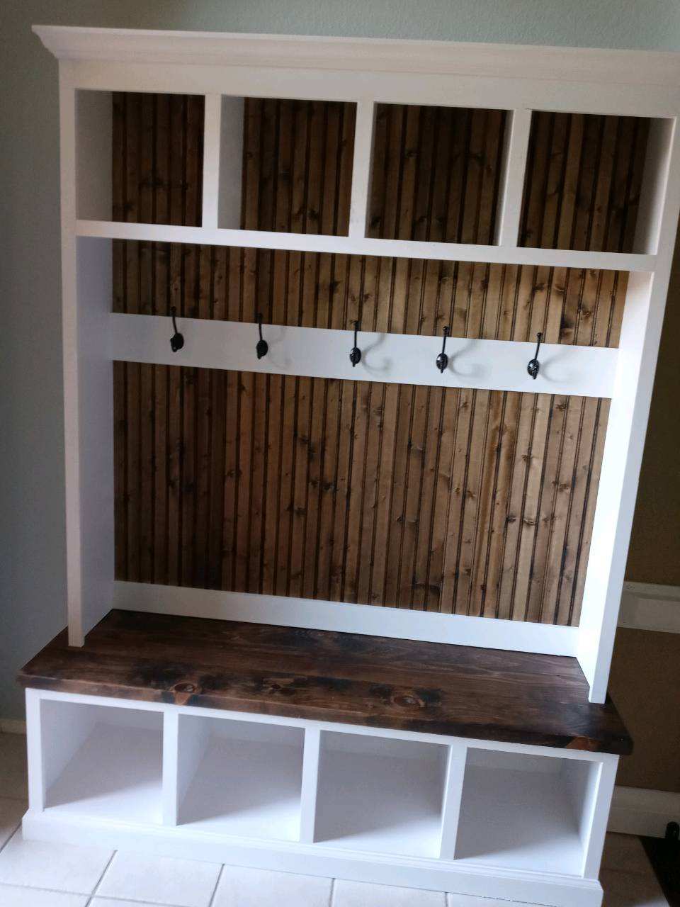 4 Cubby Hall Tree - Stained Back