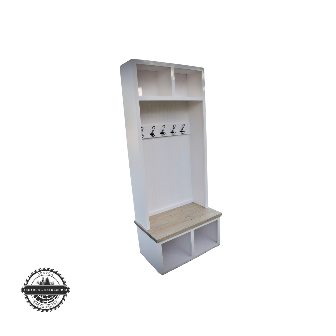 2 Cubby Hall Tree - Painted Beadboard Back