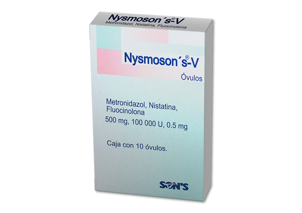 NYSMOSONS-V 10 OVS 500/0.5MG/100000 UI FLUOCINOLONA;METRONIDAZOL;NISTATINA