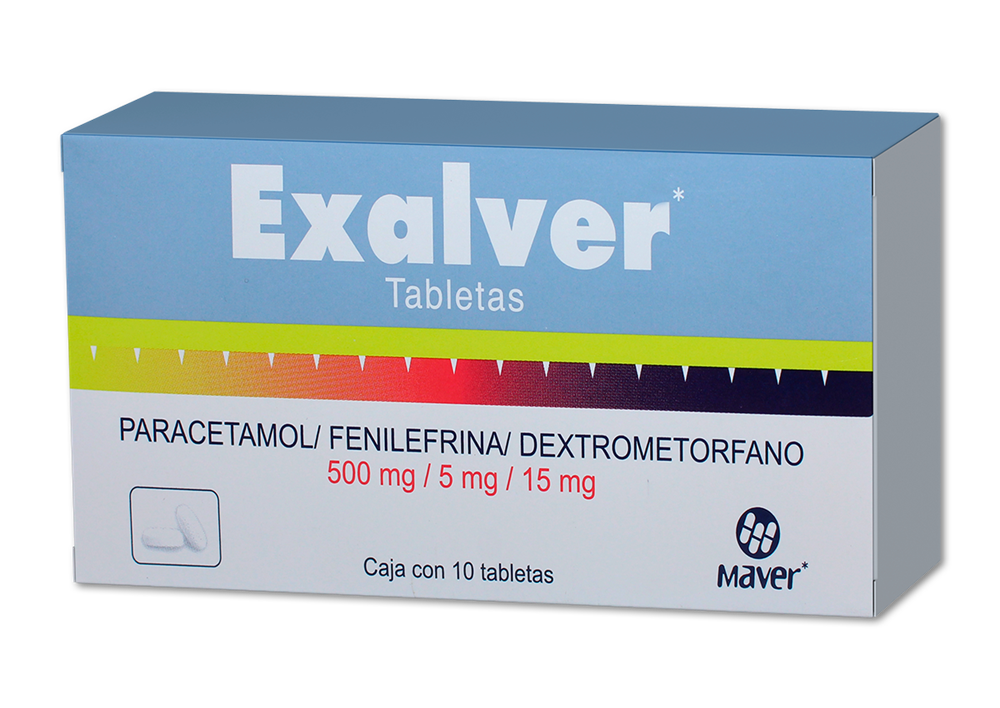 EXALVER NF 10 TAB 500/15/5 MG DEXTROMETORFANO;FENILEFRINA;PARACETAMOL
