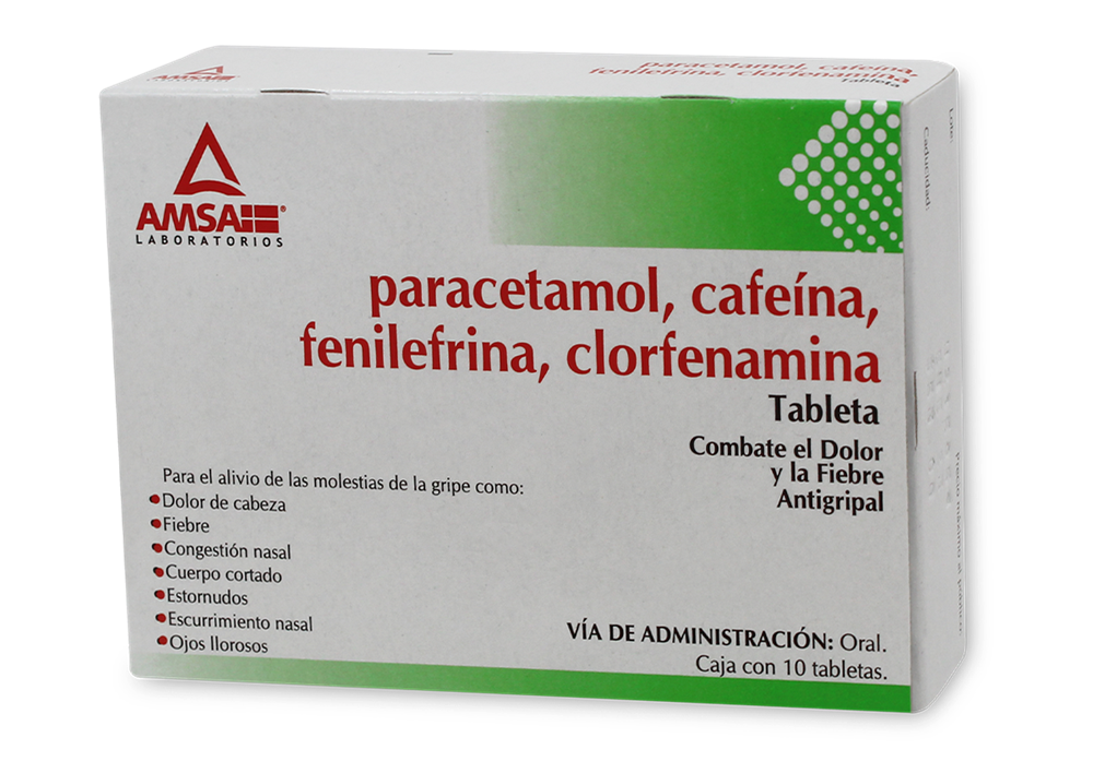 CLORFENAMINA COMP 10 TAB 500/25/5/4 MG PARACETAMOL;CAFEINA;FENILEFRINA;CLORFENAMINA