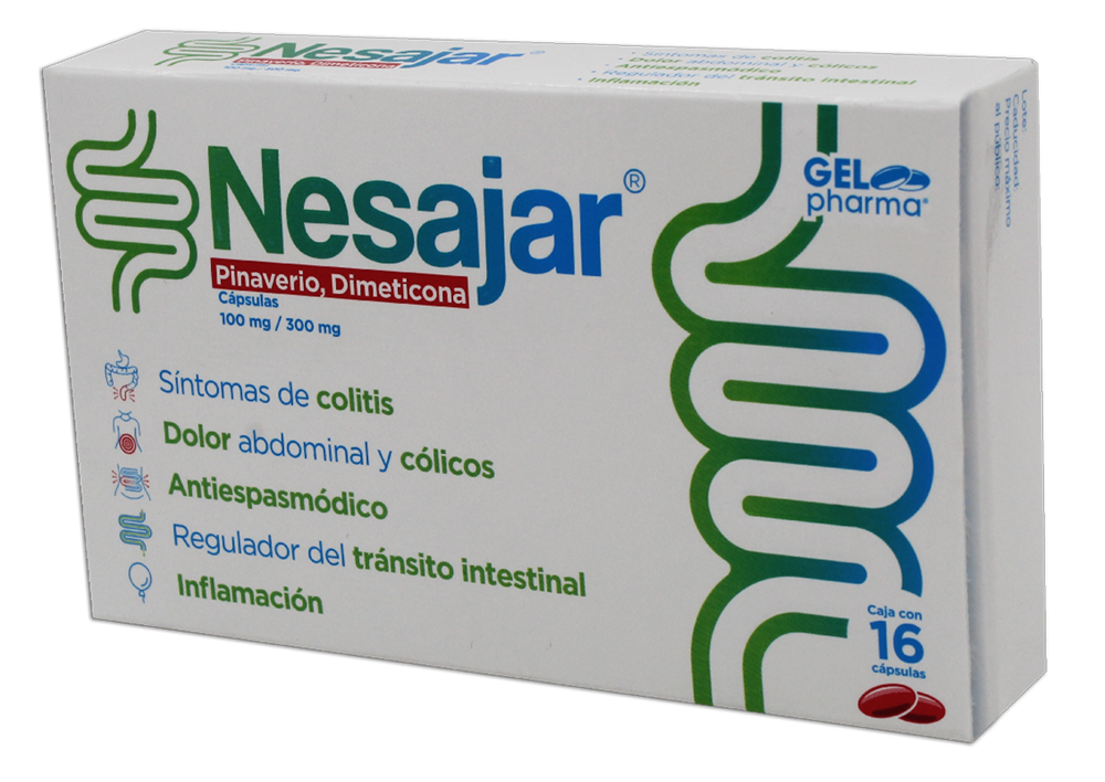 NESAJAR 16 CAPS 300/100 MG DIMETICONA;BROMURO DE PINAVERIO